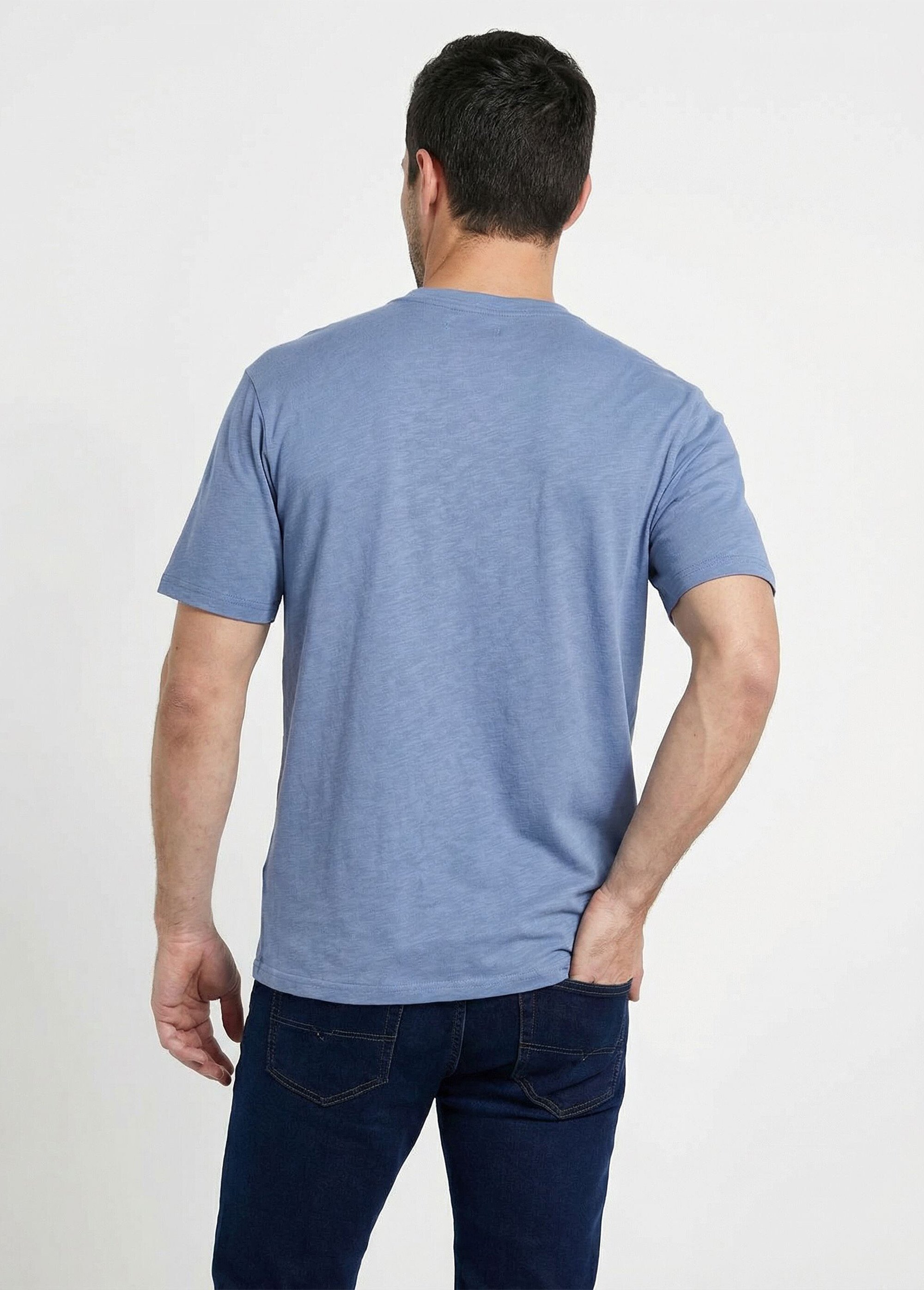 T-shirt col tunisien manches courtes jersey uni Homme Gris FARGO DO1