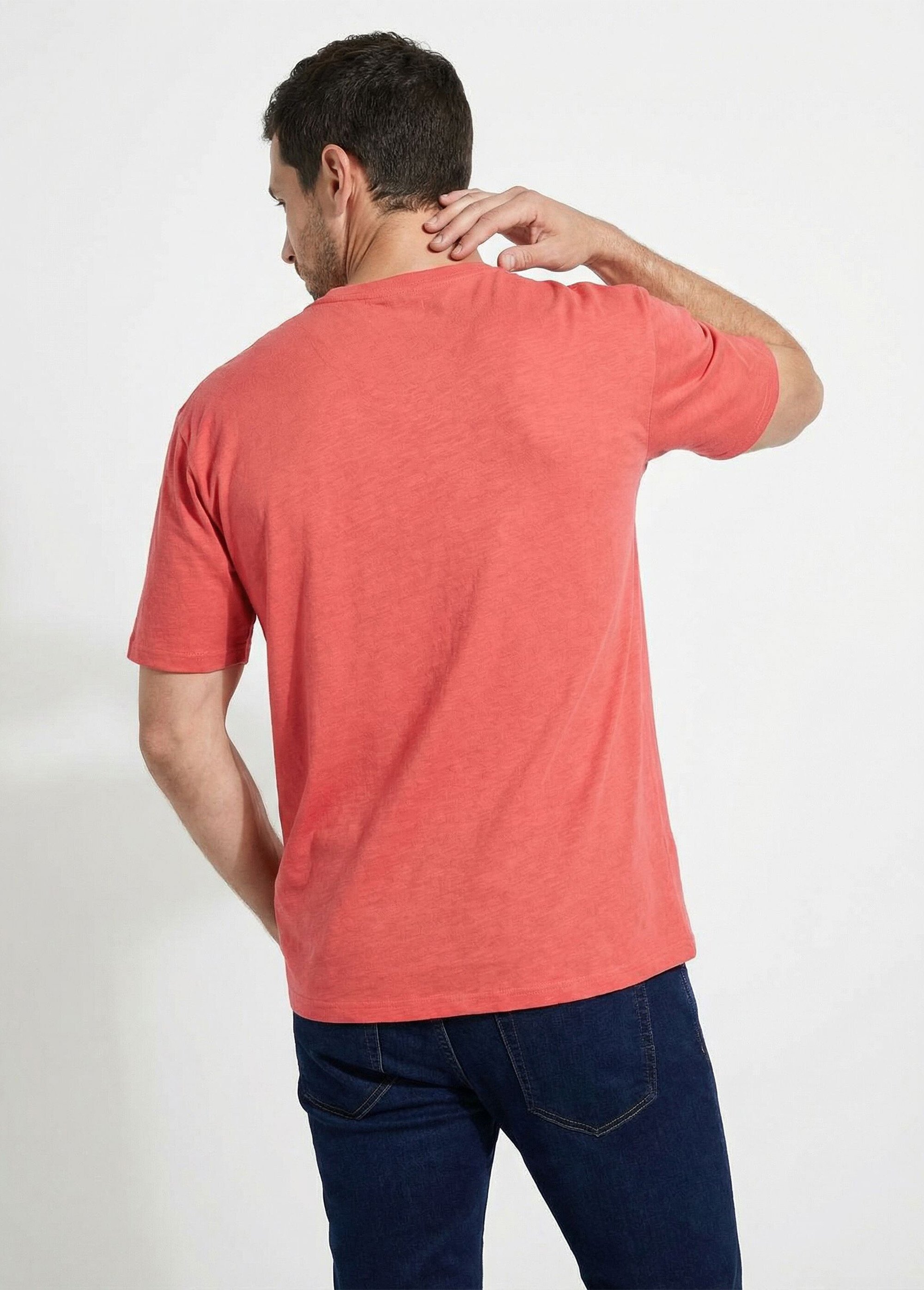 T-shirt col V manches courtes jersey uni Homme Rouge FIDELIO DO1