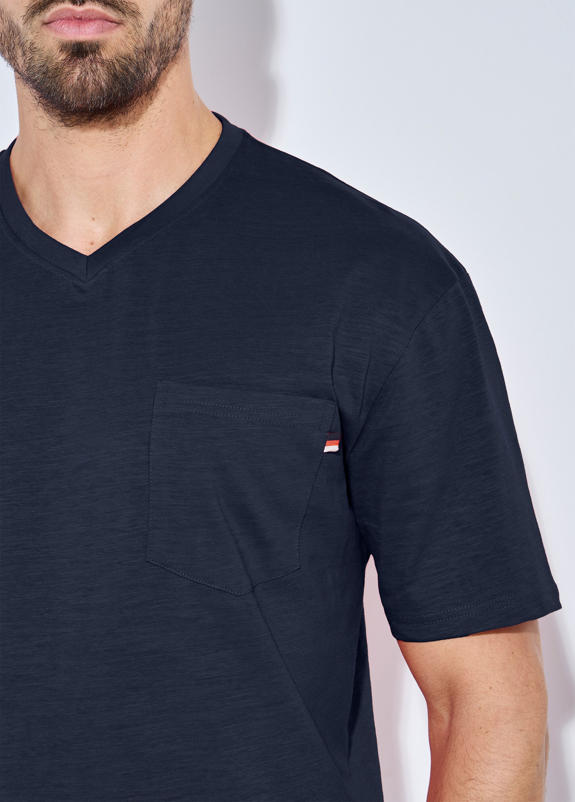 T-shirt col V manches courtes jersey uni