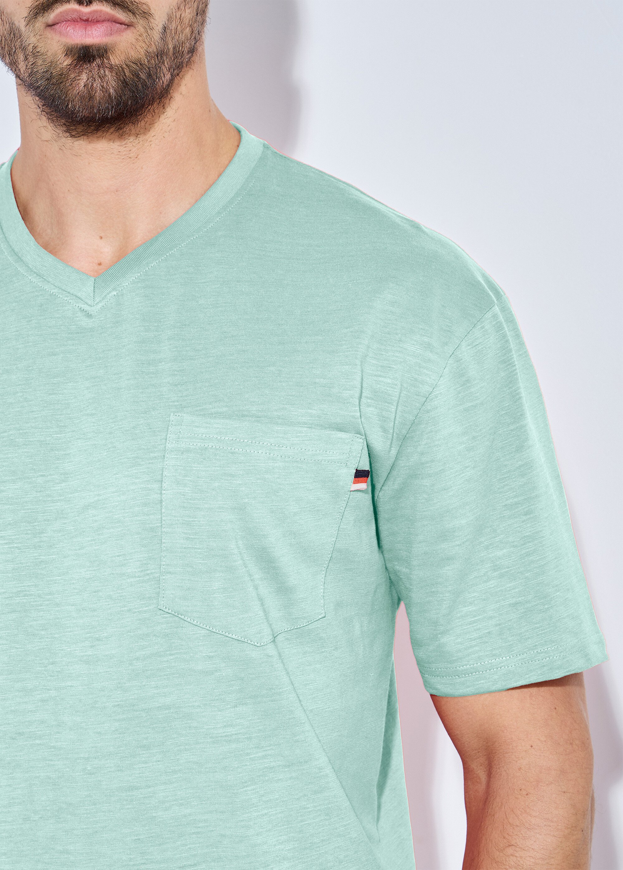 T-shirt col V manches courtes jersey uni