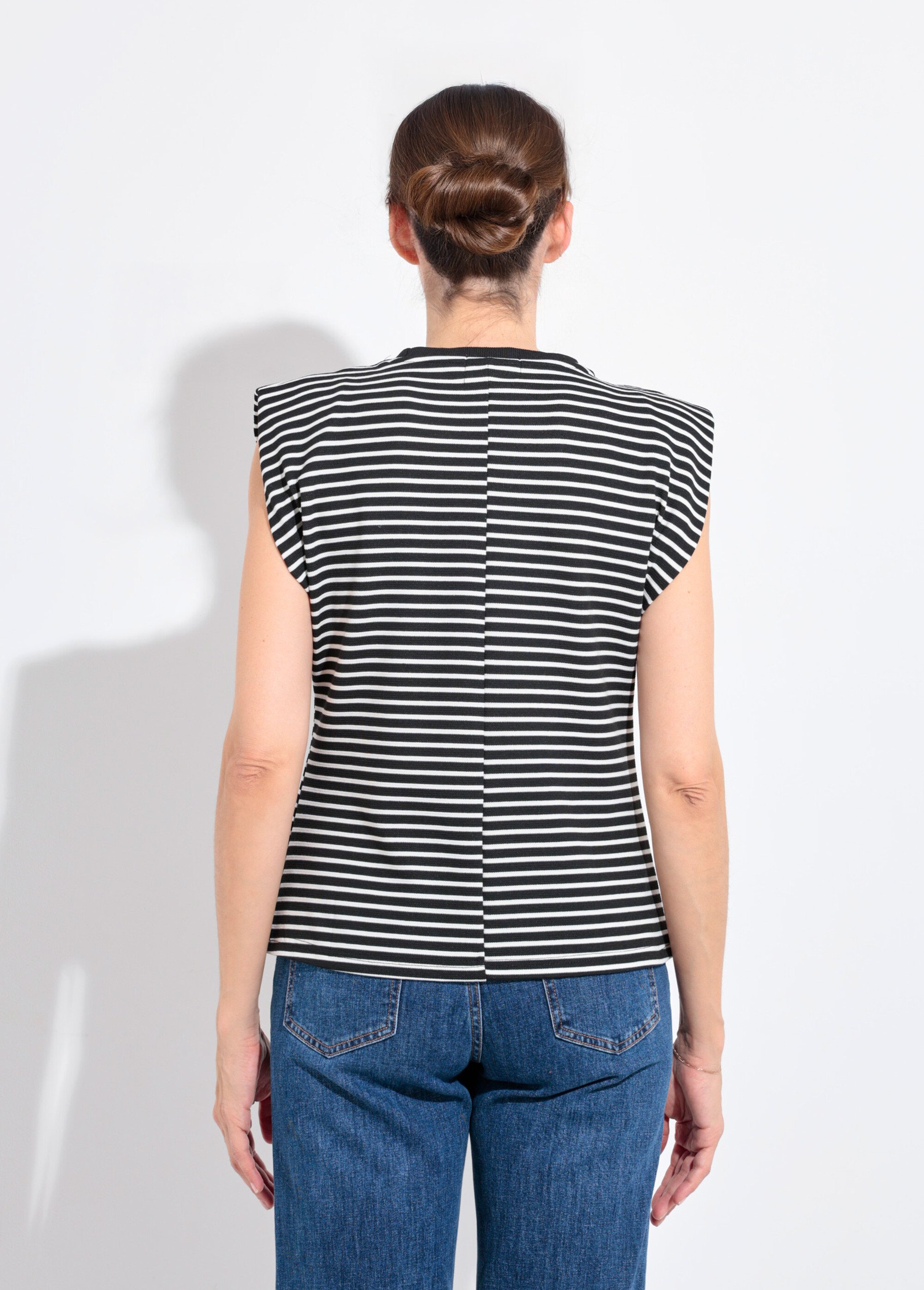 T-shirt rayé reliefé manches kimono