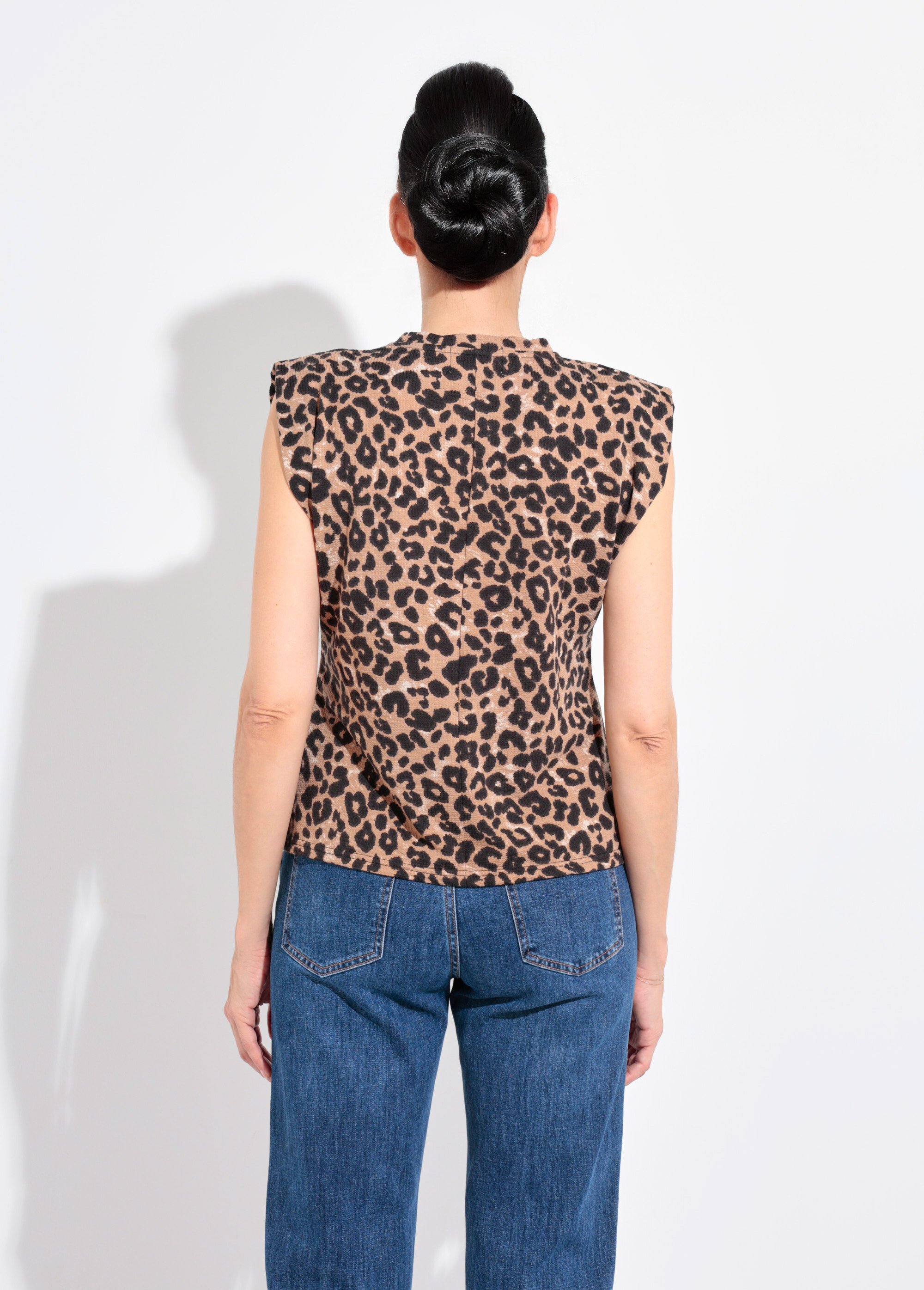 T-shirt reliefé léopard manches kimono Femme Noir JB-B6159 DO1