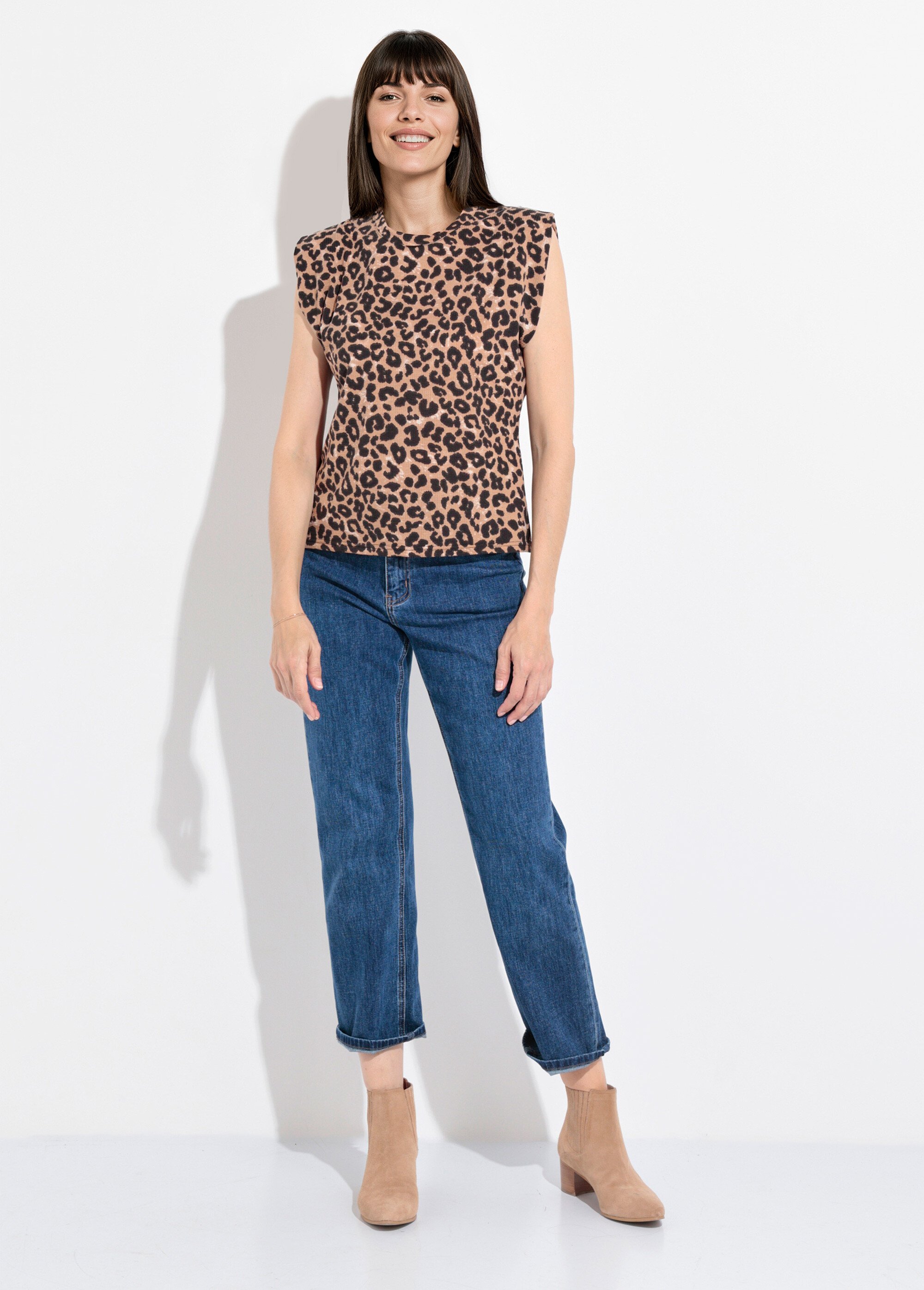 T-shirt reliefé léopard manches kimono Femme Noir JB-B6159 SF1