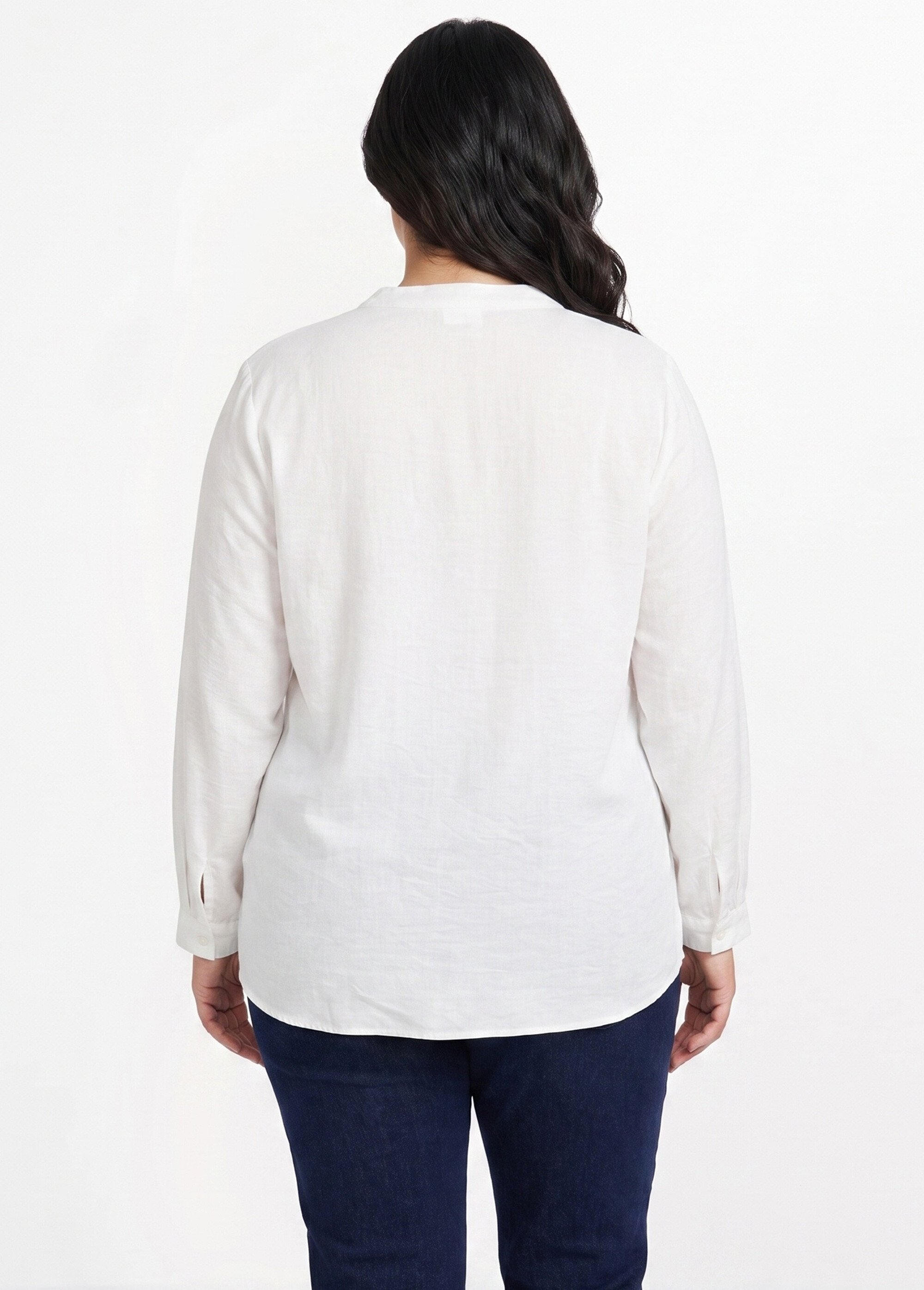 Tunique manches longues encolure sequins Femme Grande Taille Blanc CHY-F688 DO1