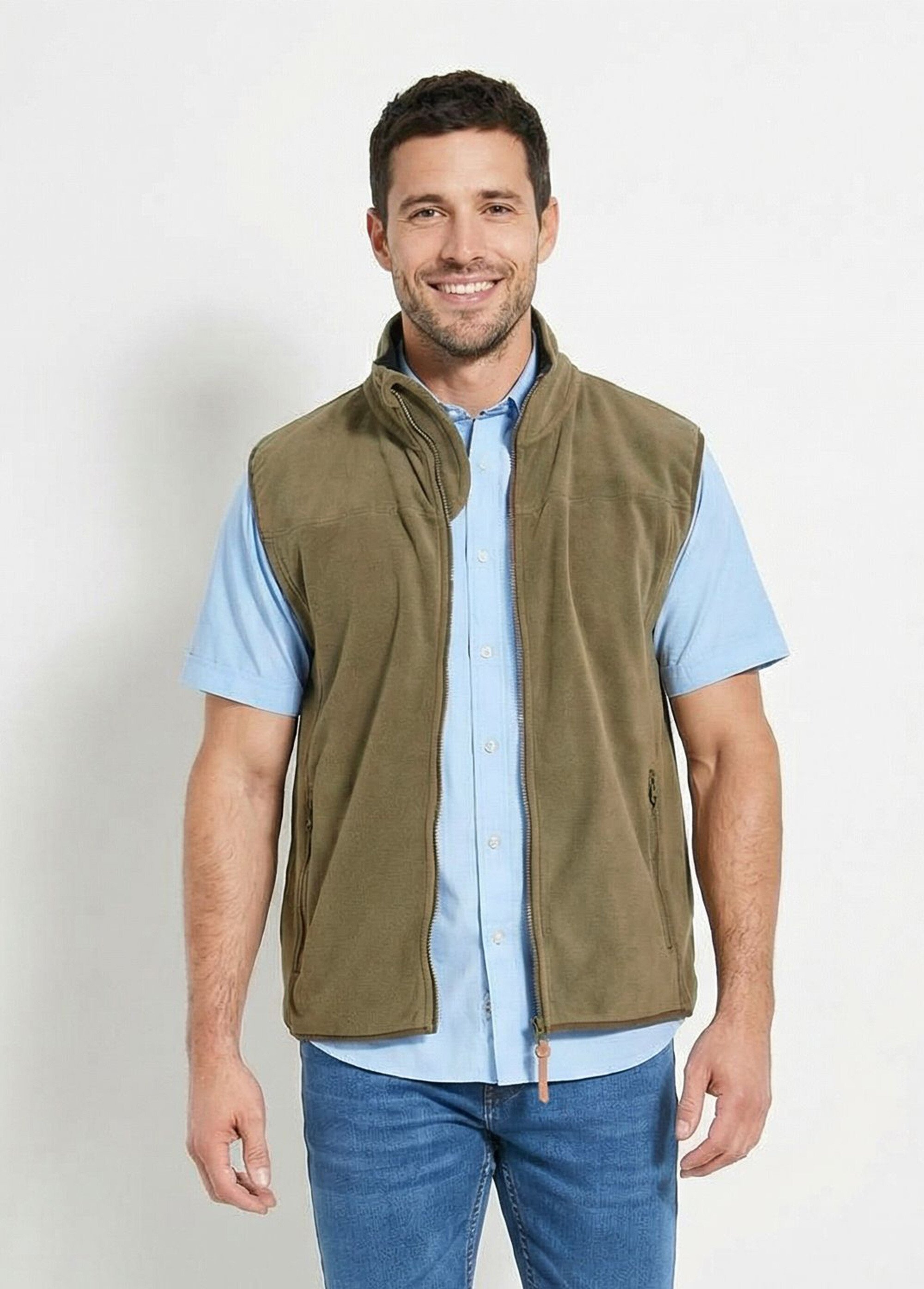 Veste polaire zippée sans manches Homme Vert FROID FA1
