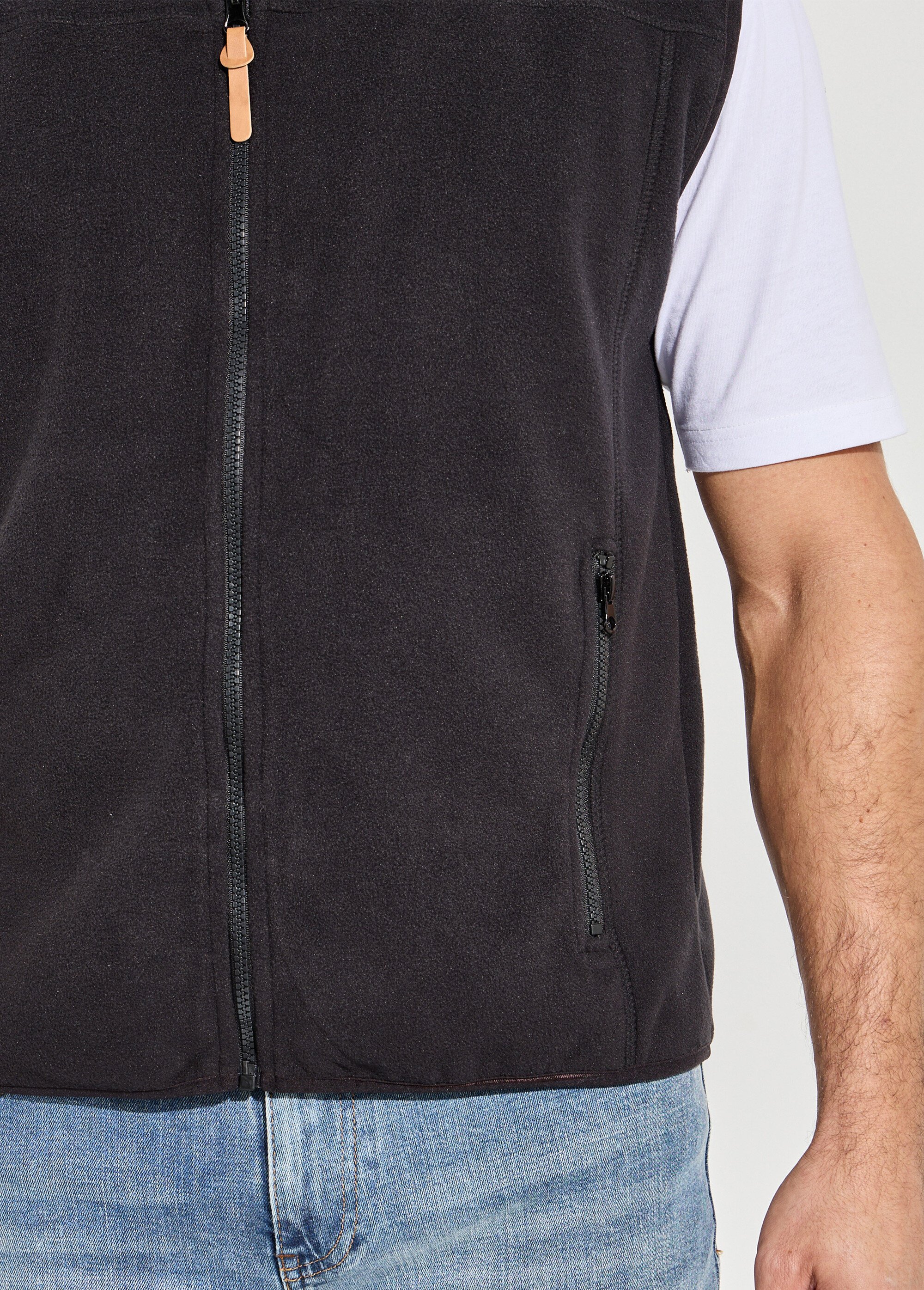 Veste polaire zippée sans manches Homme Noir FROID DE2