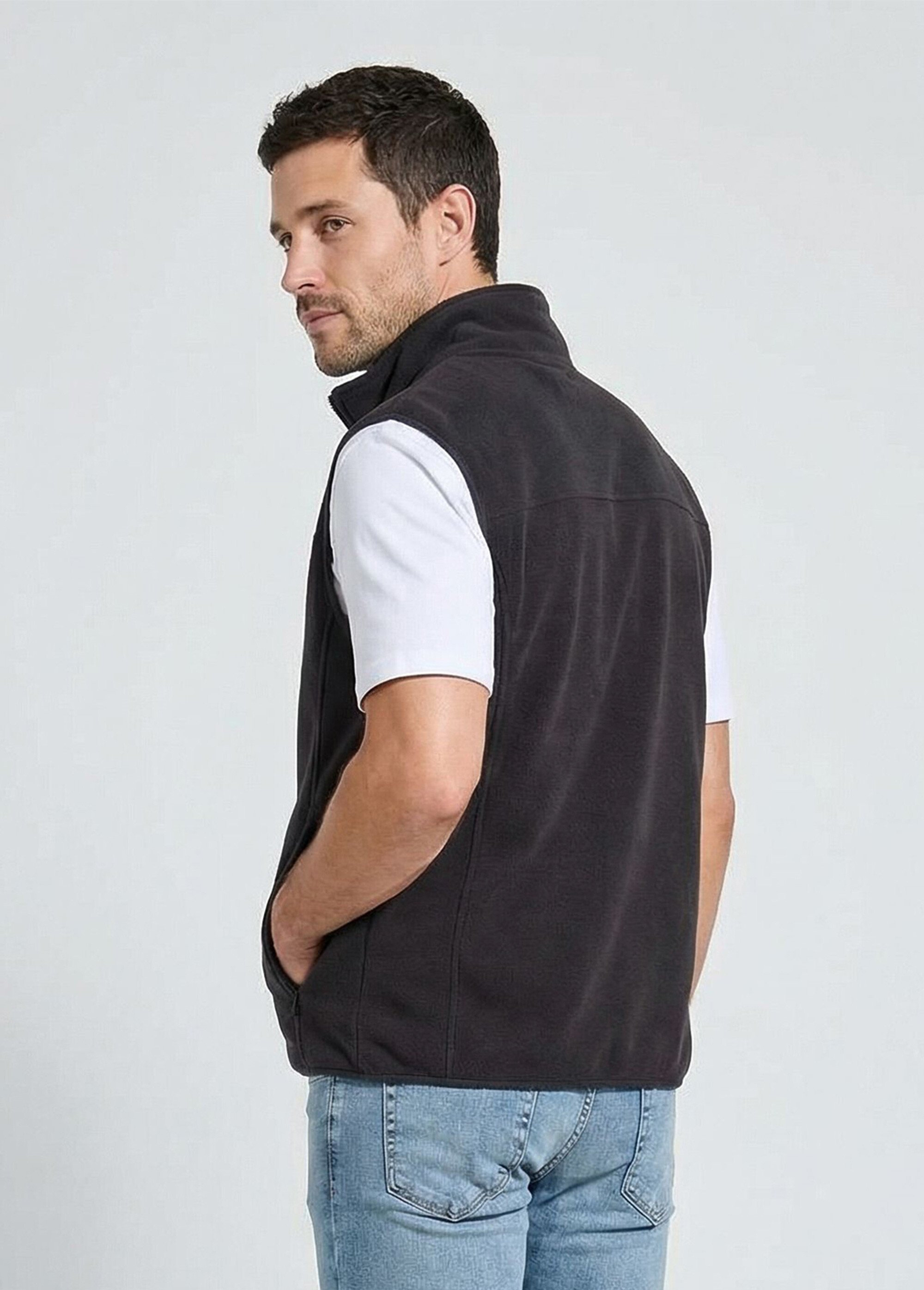 Veste polaire zippée sans manches Homme Noir FROID DO1