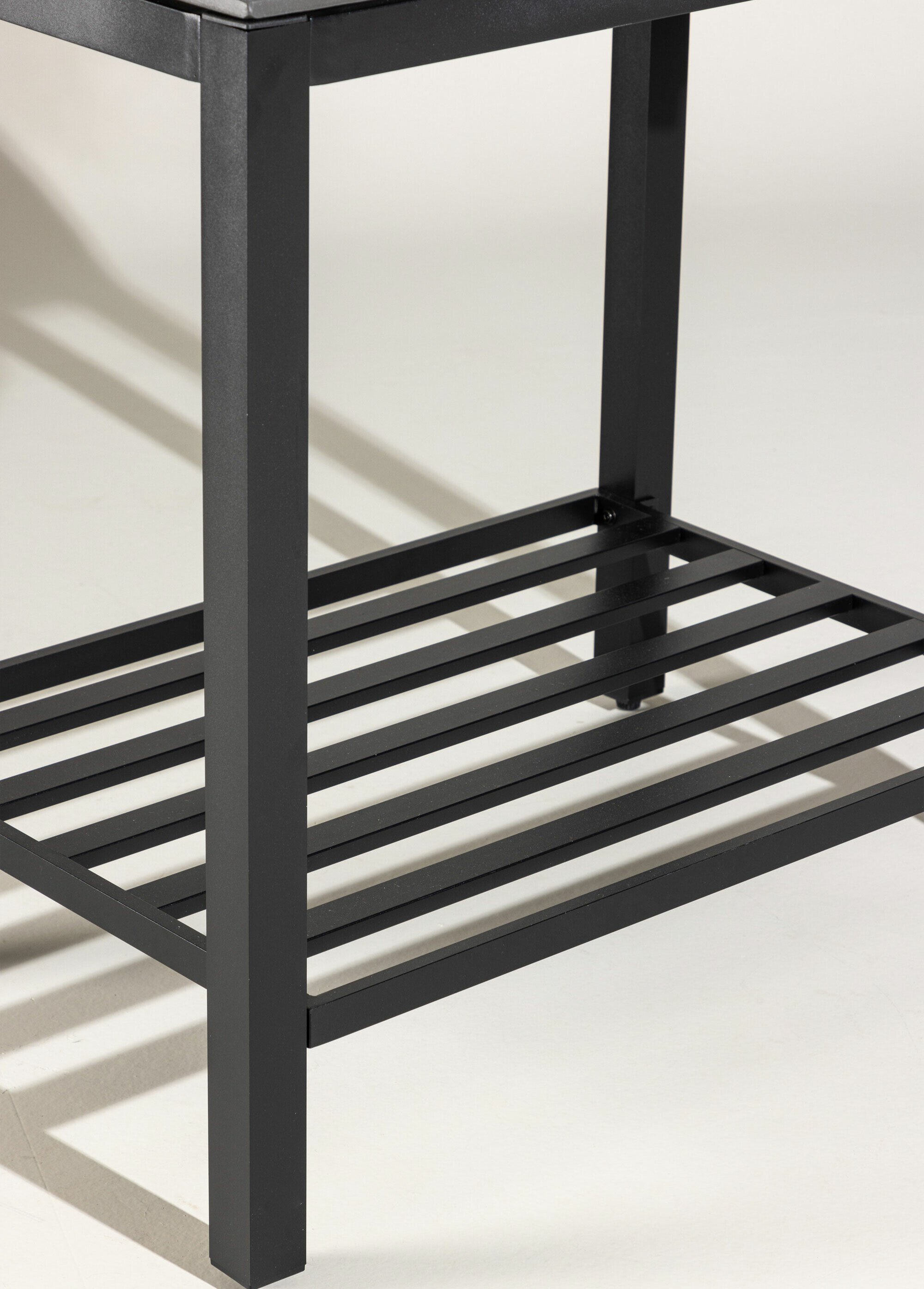 Banc de cuisine aluminium, dessus pierre