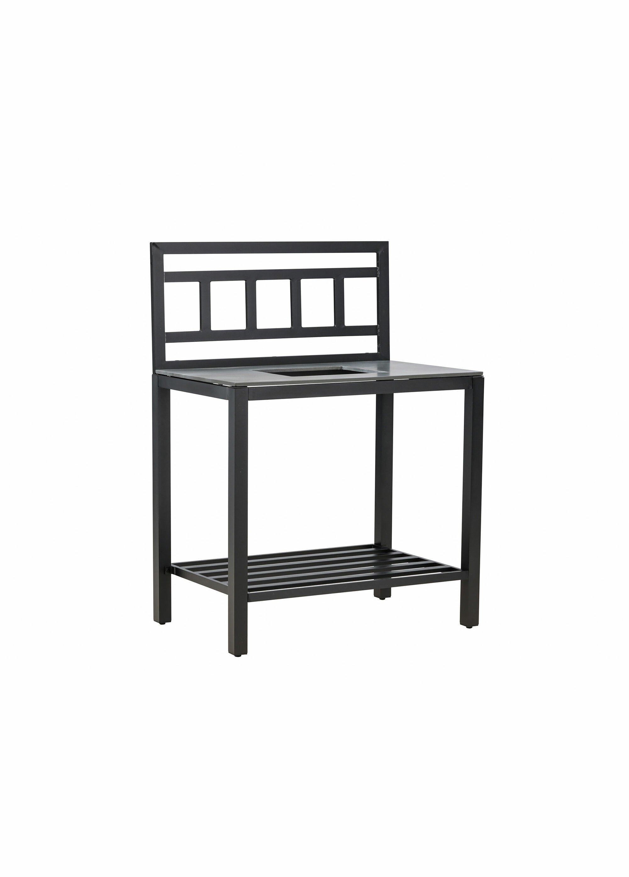 Banc de cuisine aluminium, dessus pierre