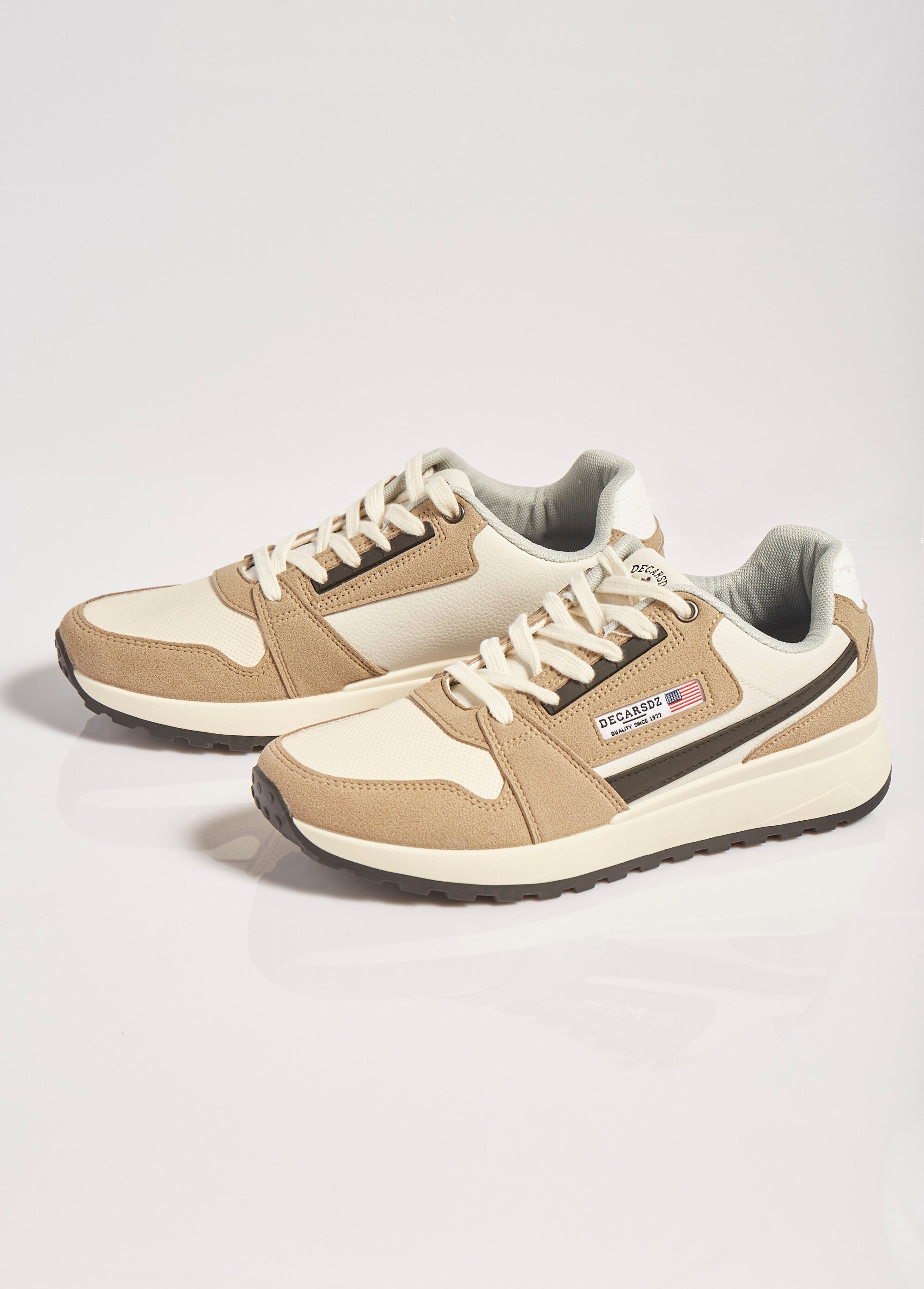Baskets à lacets, inspiration vintage Homme Beige ELODSE011 DE1