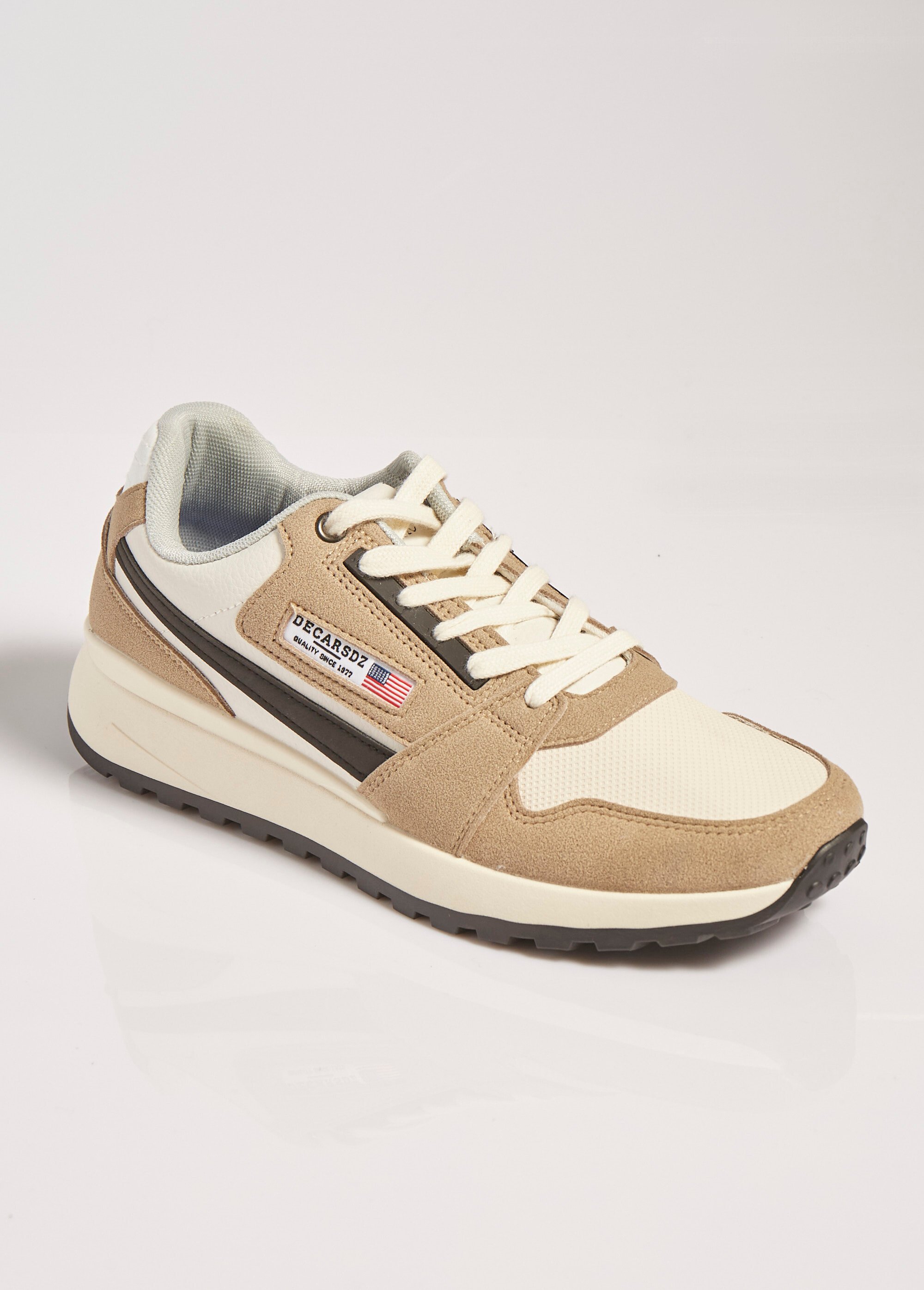 Baskets à lacets, inspiration vintage Homme Beige ELODSE011 FA1