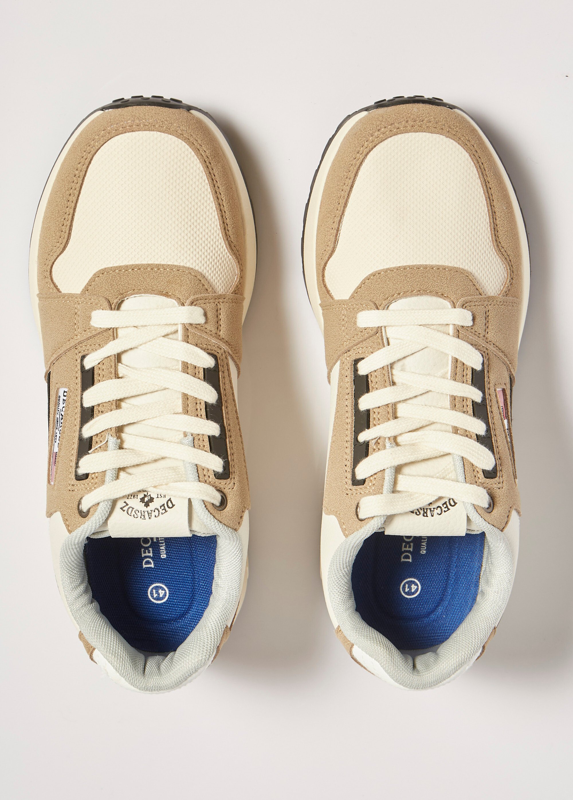 Baskets à lacets, inspiration vintage Homme Beige ELODSE011 OV1
