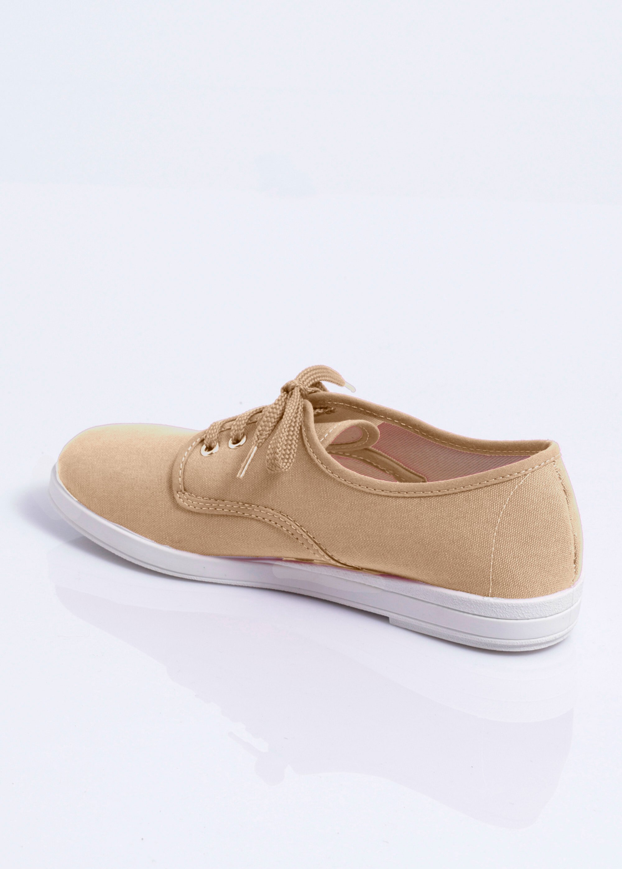 Baskets compensées toile à lacets Femme Beige OZALID DO1