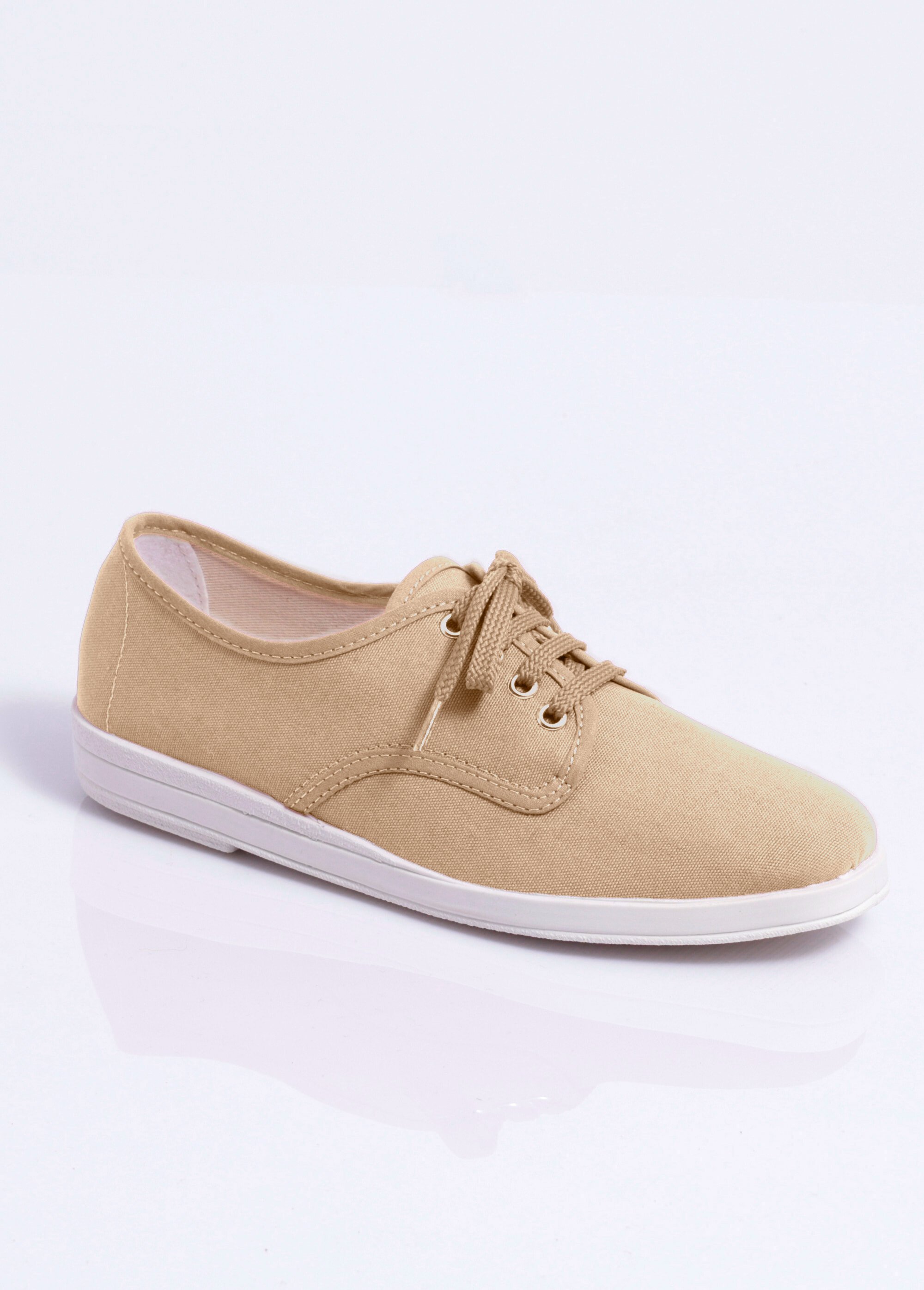 Baskets compensées toile à lacets Femme Beige OZALID FA1