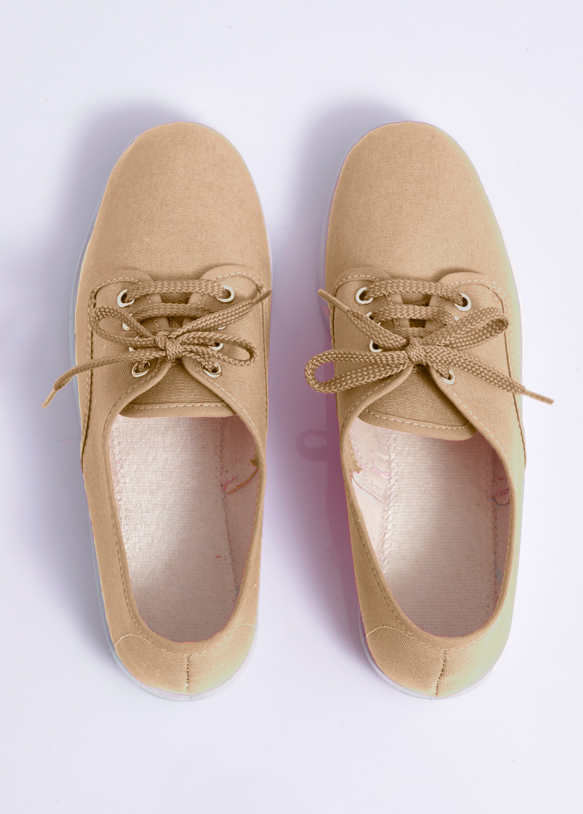 Baskets compensées toile à lacets Femme Beige OZALID OV1