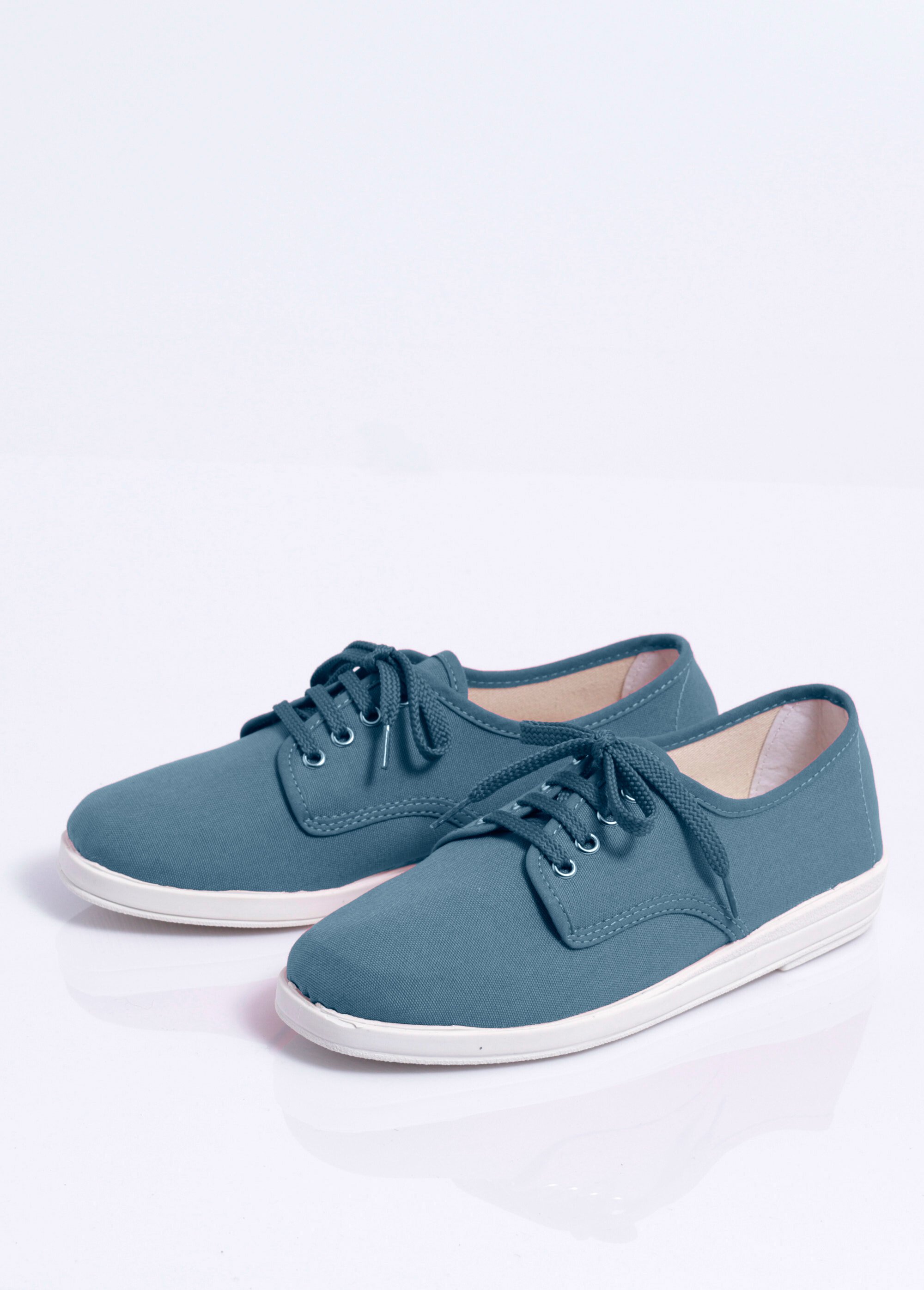 Baskets compensées toile à lacets Femme Bleu OZALID DE1