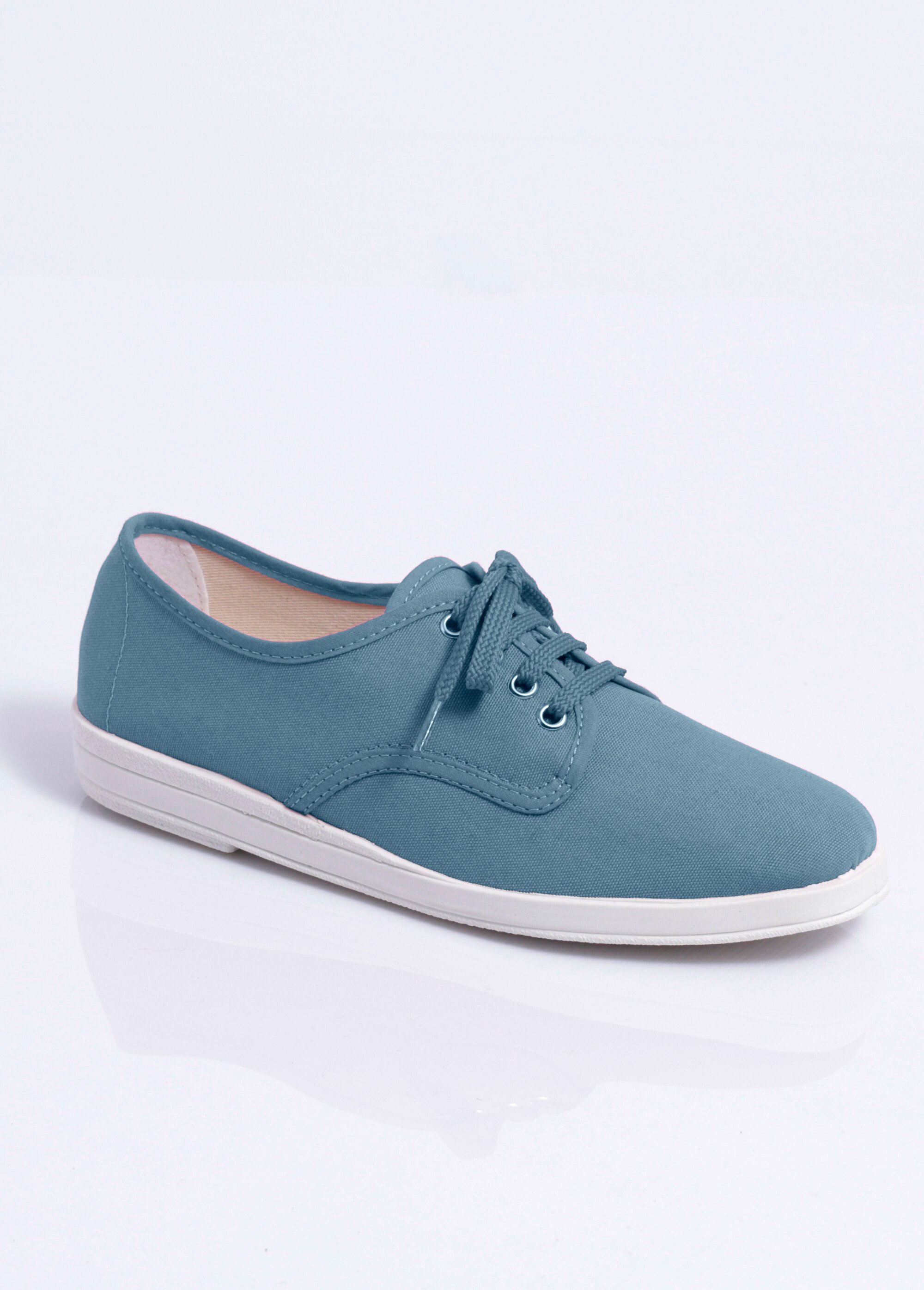 Baskets compensées toile à lacets Femme Bleu OZALID FA1