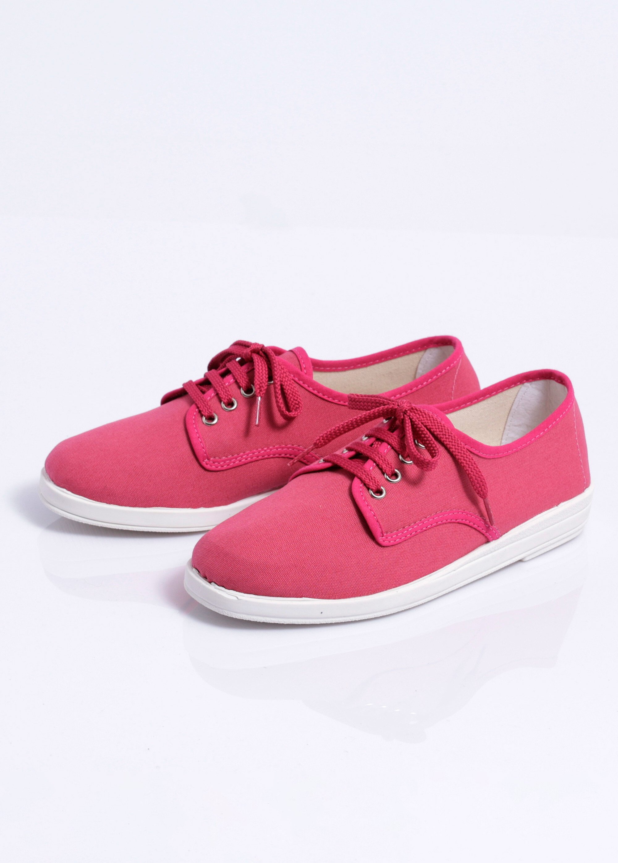 Baskets compensées toile à lacets Femme Rose OZALID DE1