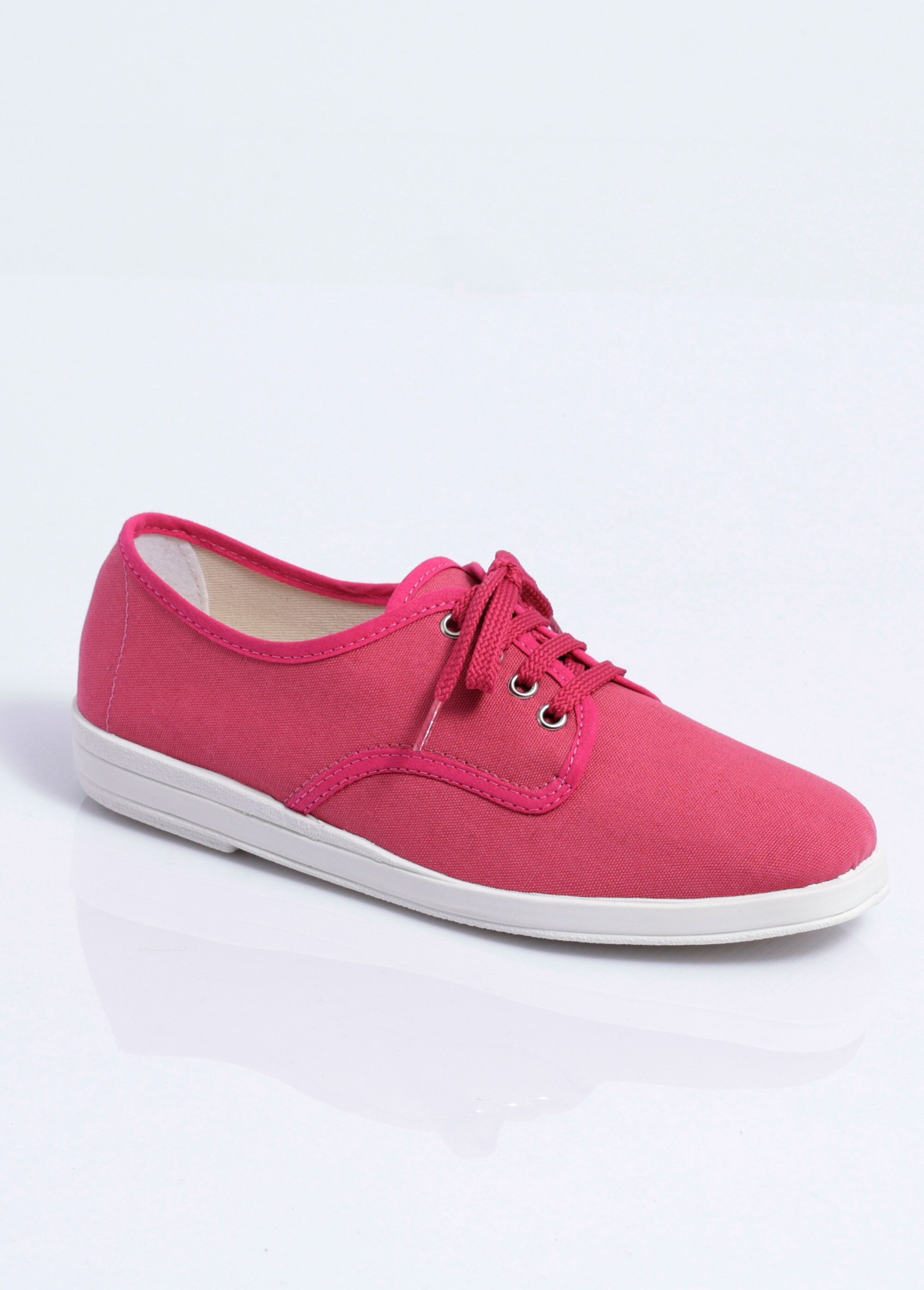 Baskets compensées toile à lacets Femme Rose OZALID FA1