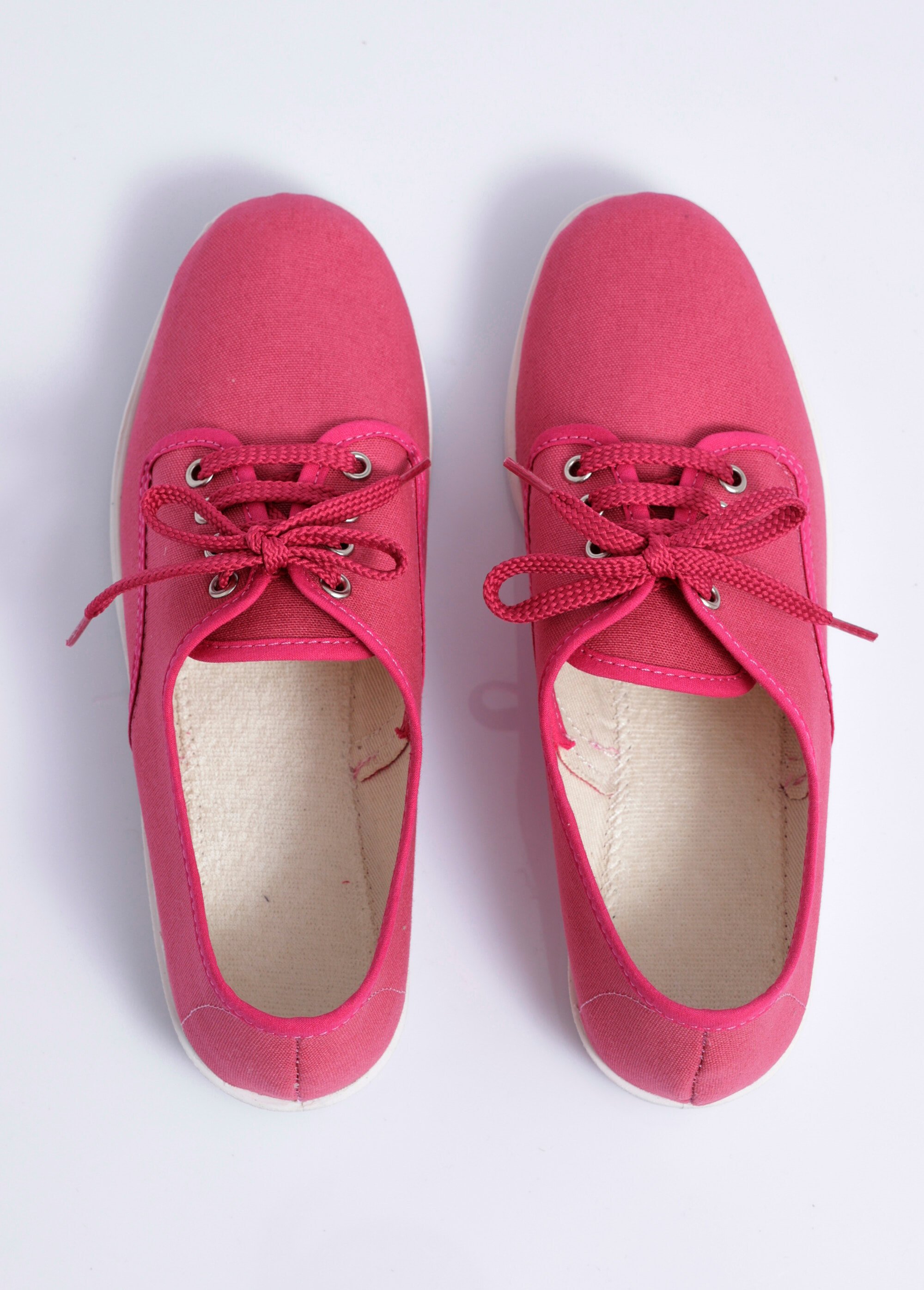 Baskets compensées toile à lacets Femme Rose OZALID OV1