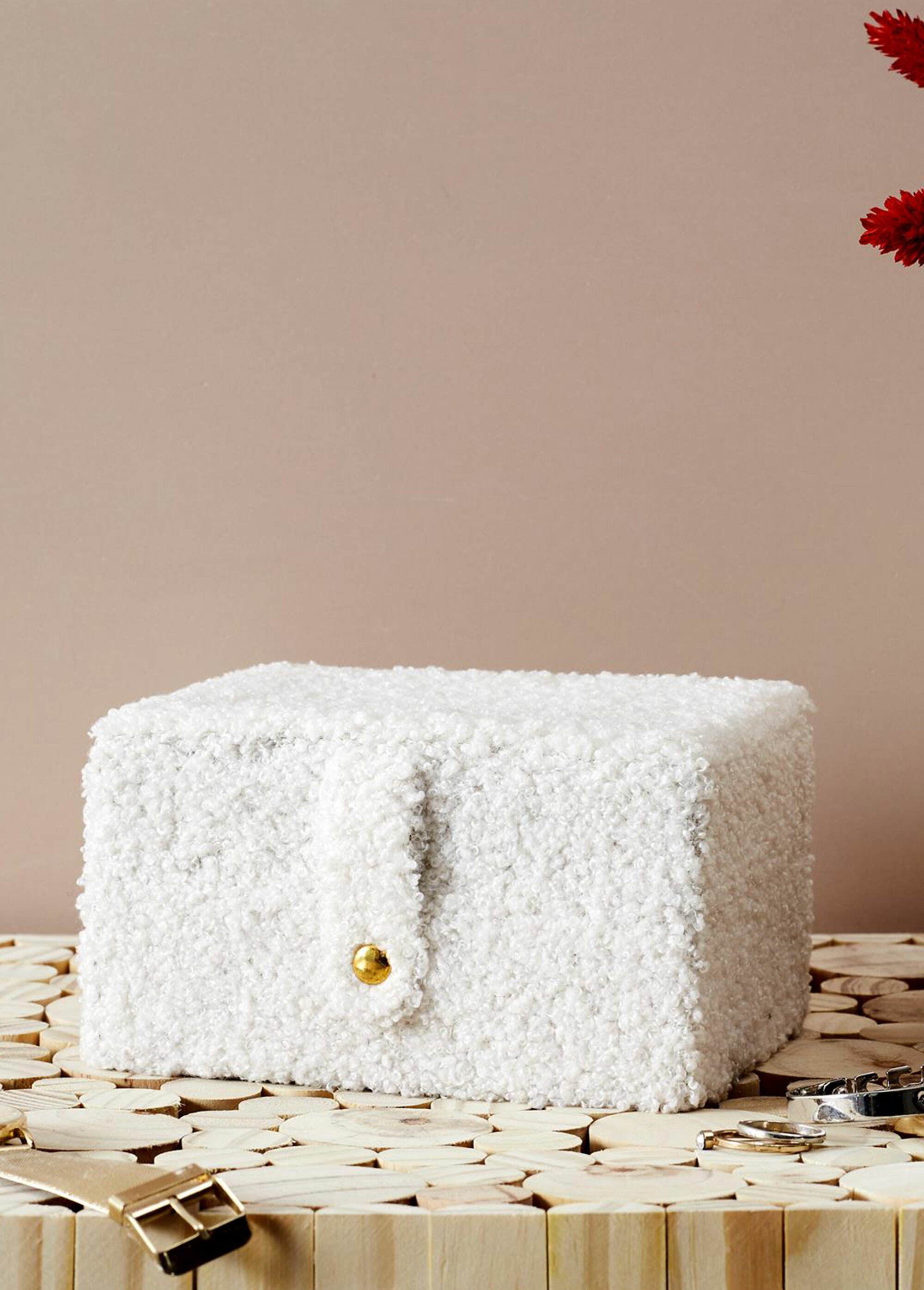 Boite à bijoux en maille bouclette Blanc CMP-HD0129 SI2