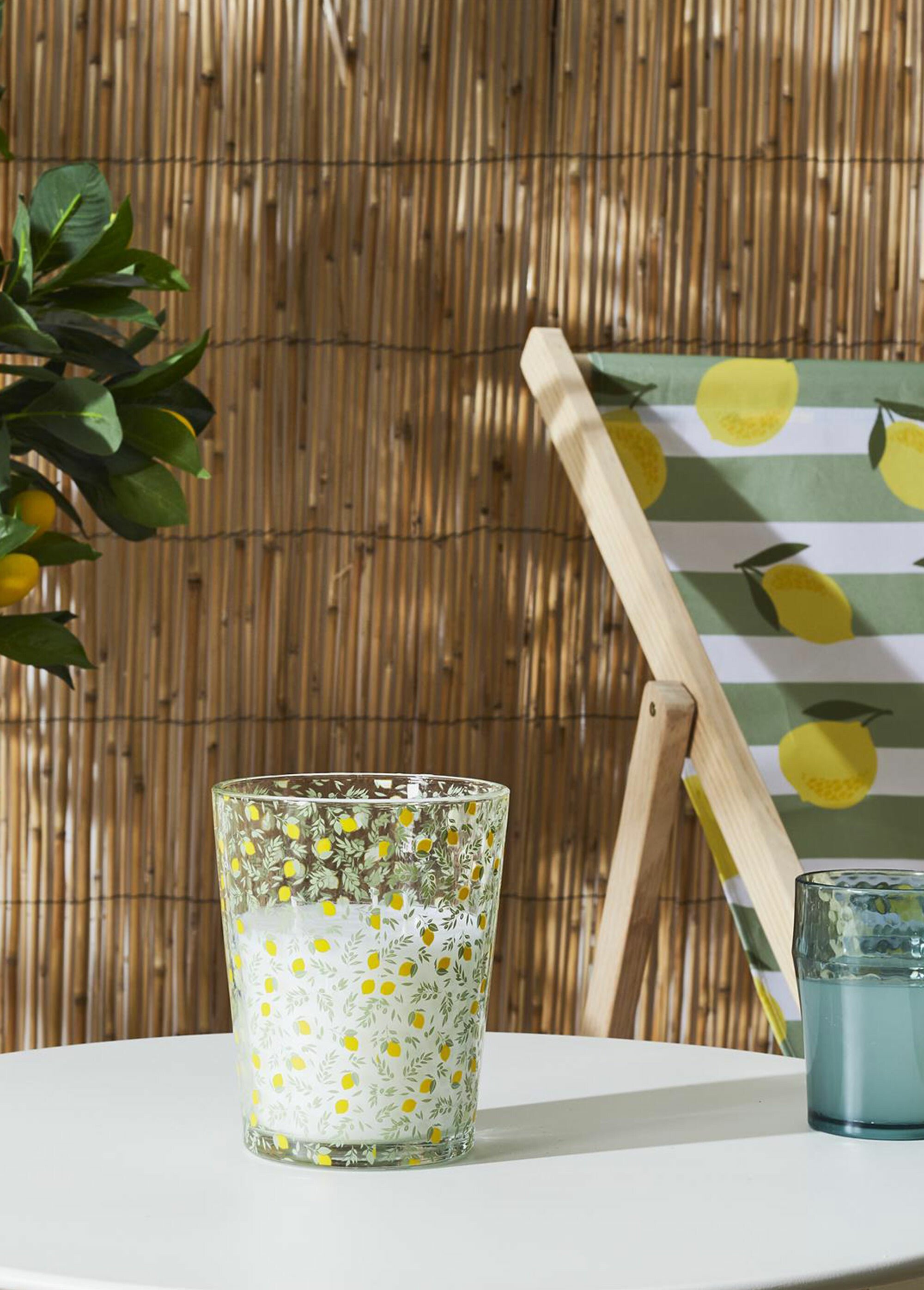 Bougie parfum citronnelle en verre, 16cm BLANC CMP-BO0063 SI1