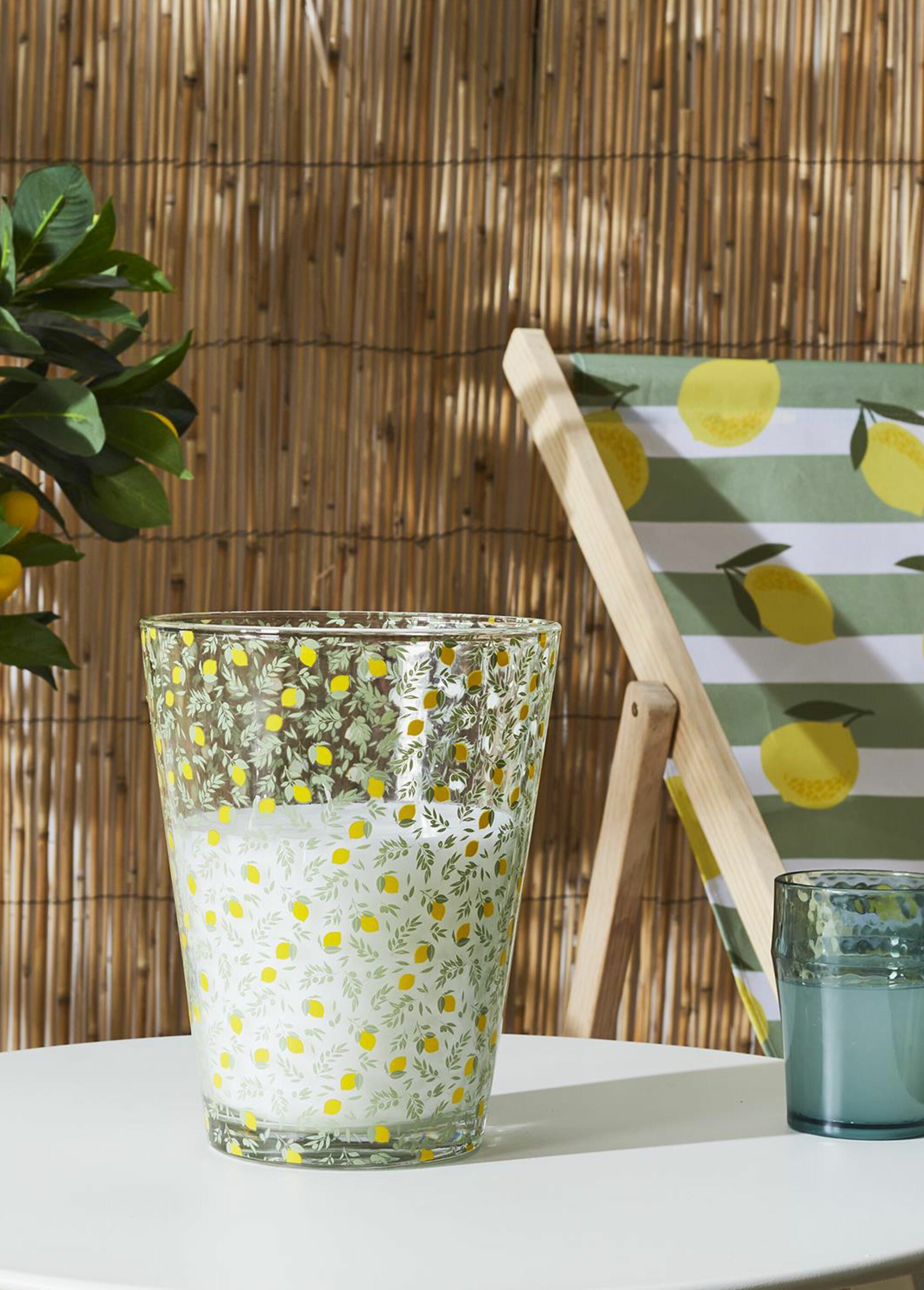 Bougie parfum citronnelle en verre, 23cm JAUNE CMP-BO0064 SI1