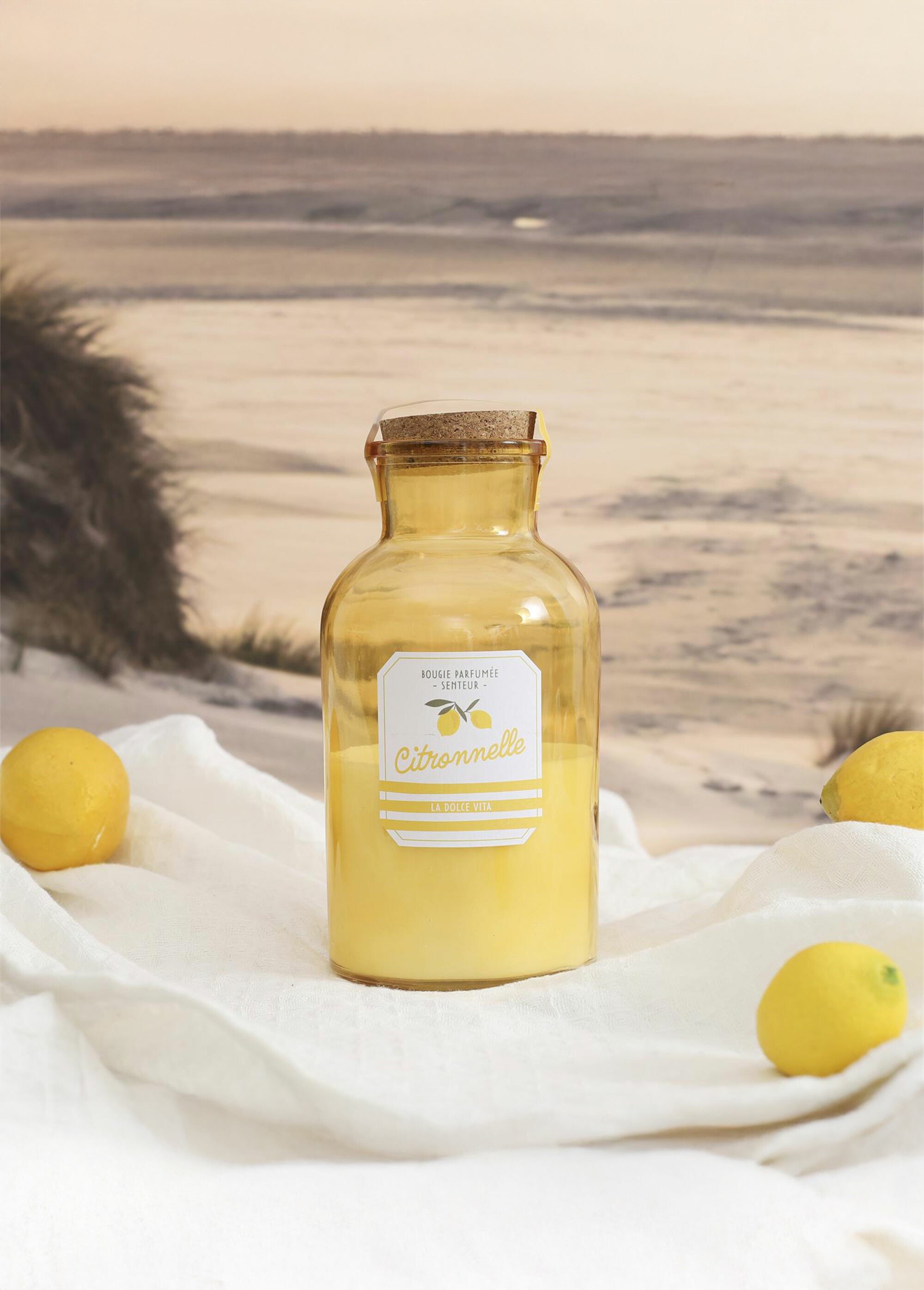 Bougie parfumée citronnelle, fiole 20cm JAUNE CMP-BO0059 SI1