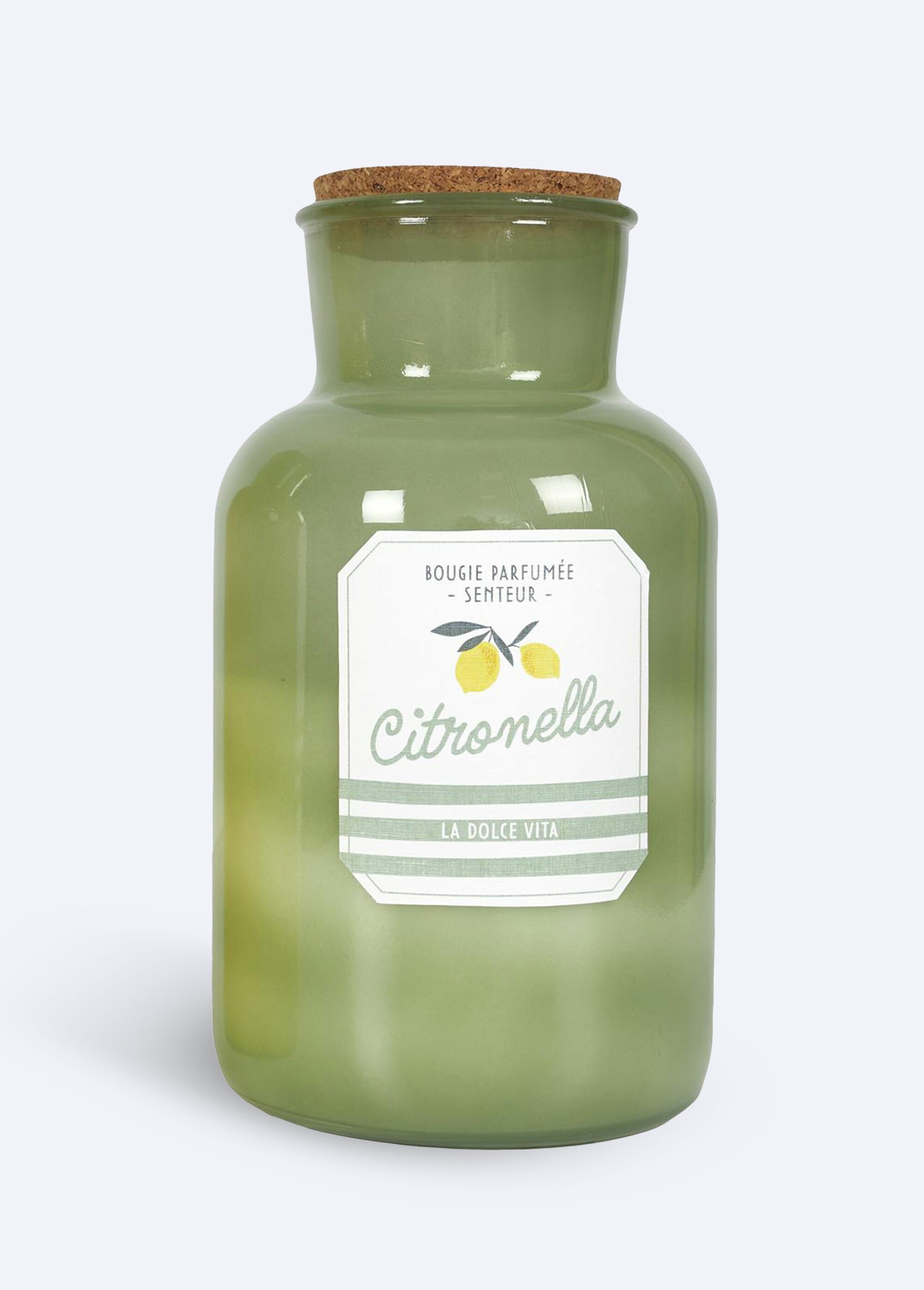 Bougie parfumée citronnelle, fiole 20cm