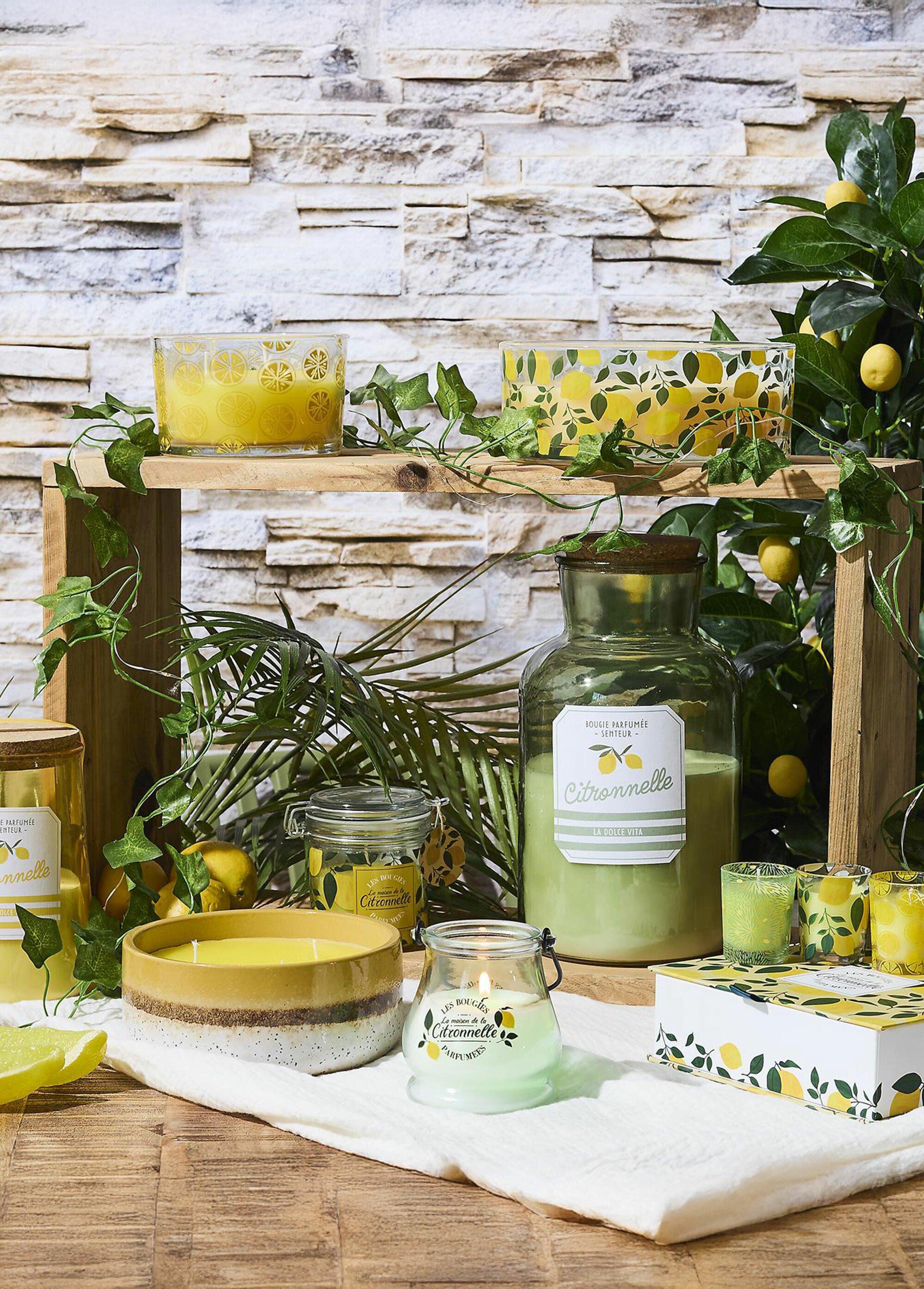 Bougie parfumée citronnelle, fiole 20cm VERT CMP-BO0059 SI1