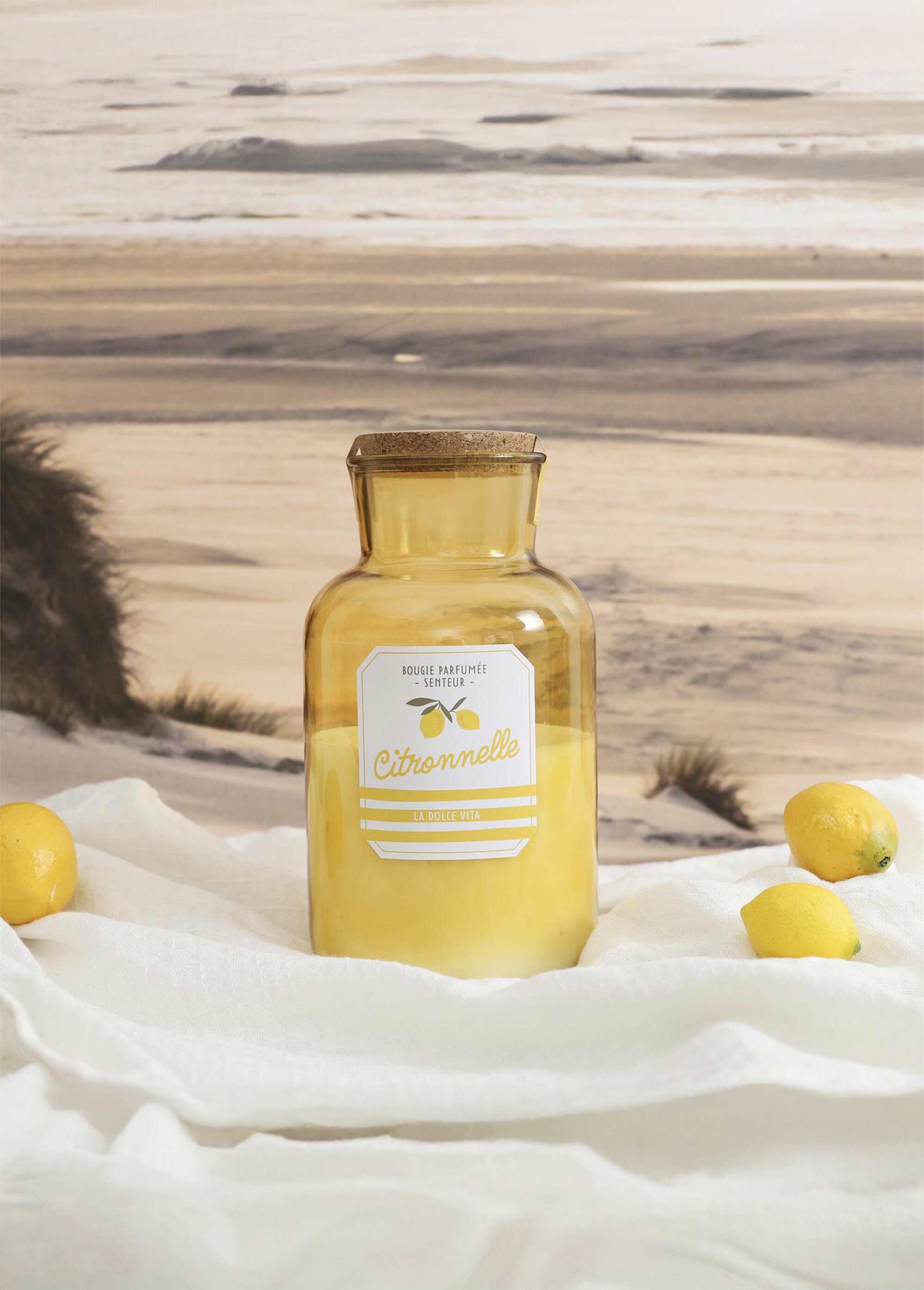 Bougie parfumée citronnelle, fiole 26cm JAUNE CMP-BO0060 SI1