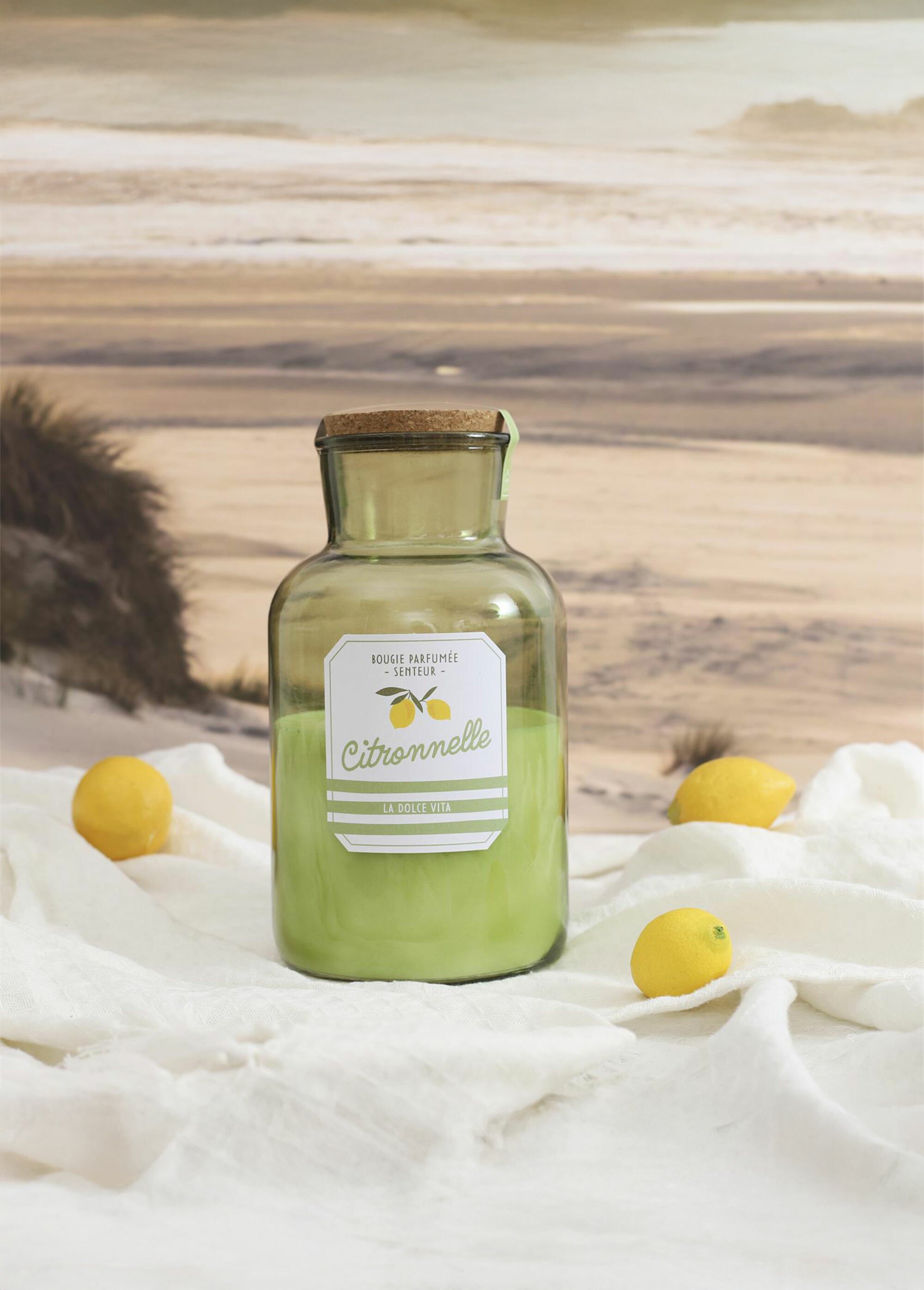 Bougie parfumée citronnelle, fiole 26cm VERT CMP-BO0060 SI1