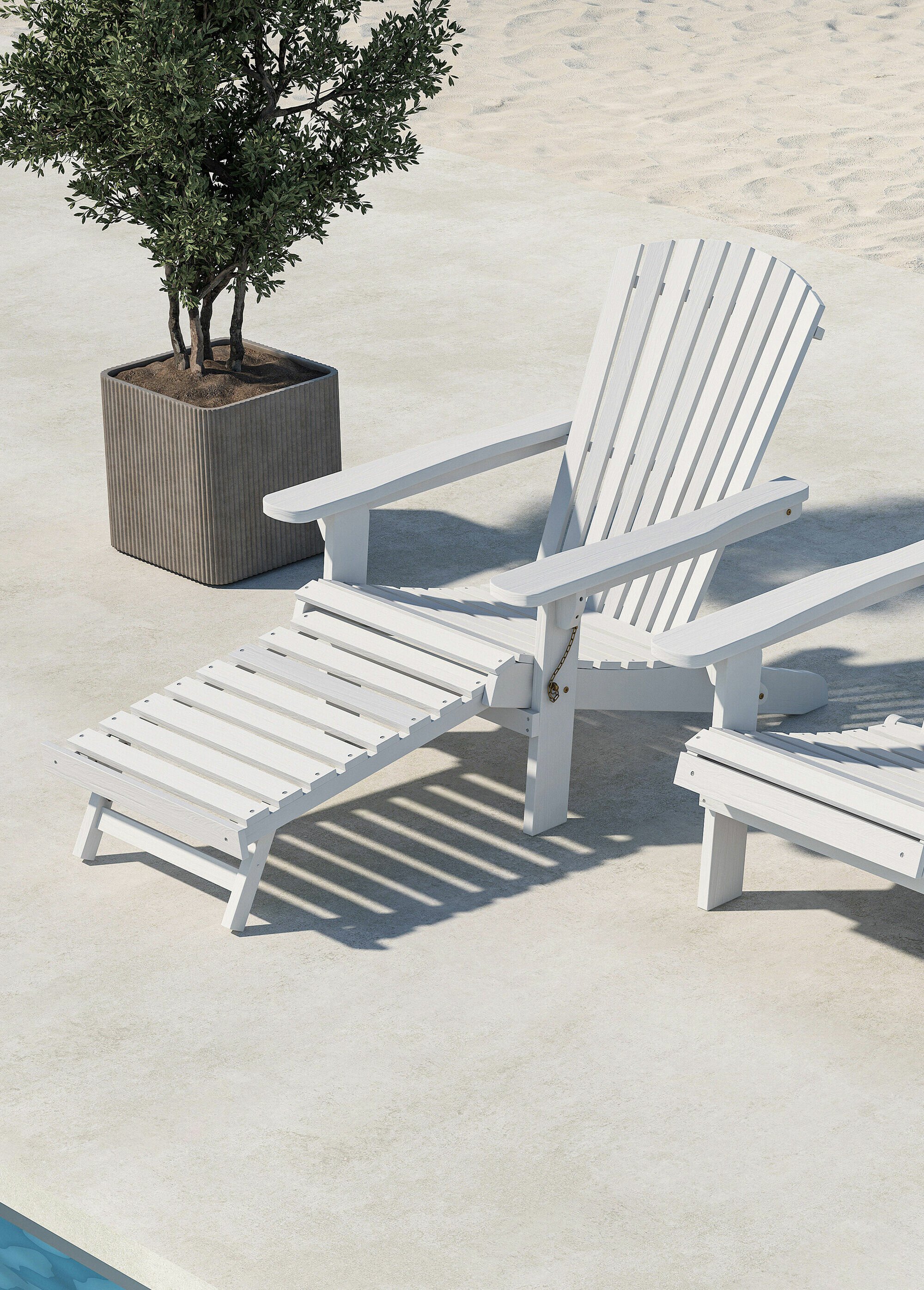 Chaise longue en bois avec accoudoirs BLANC VEN-9949-111 SI1