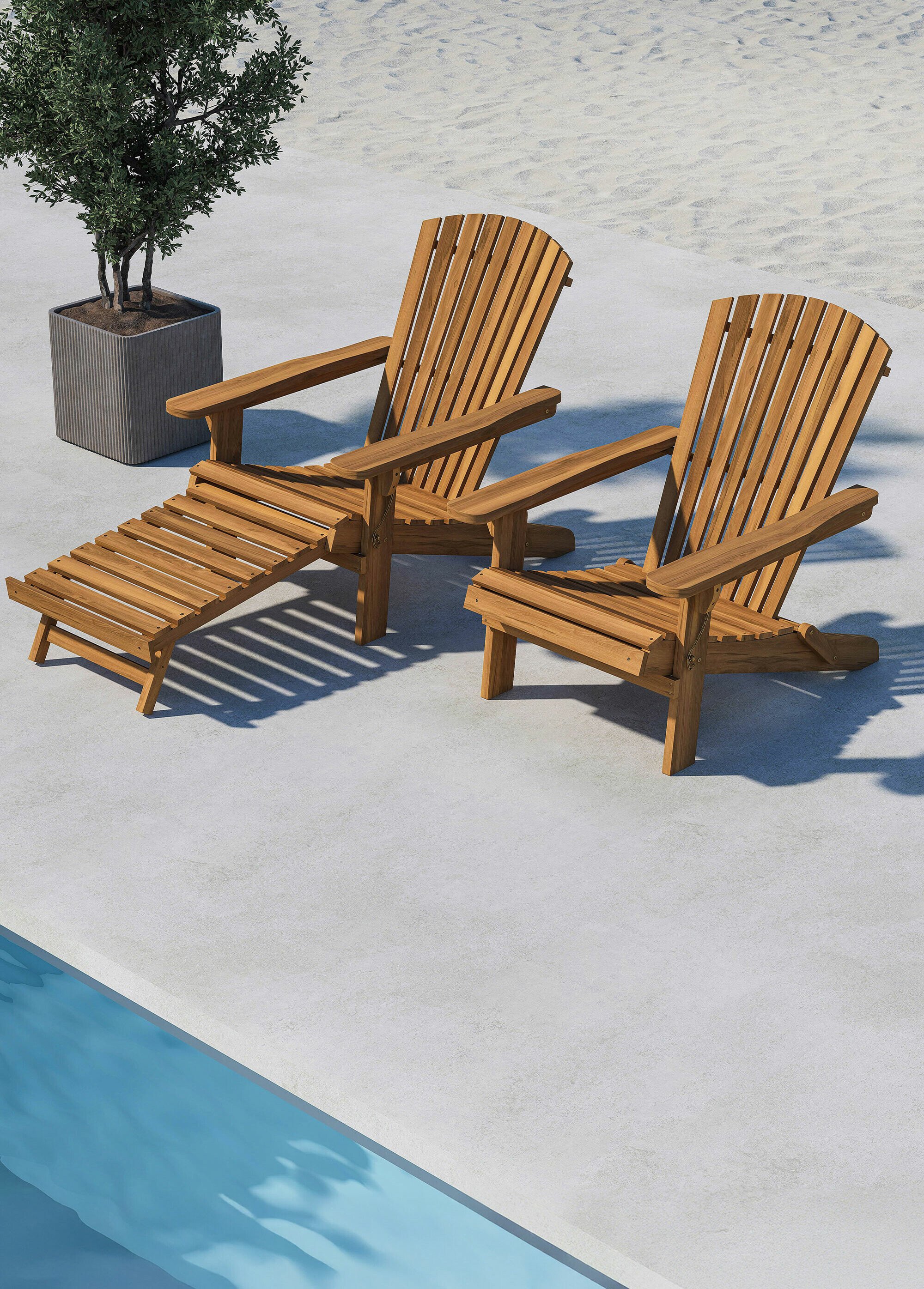 Chaise longue en bois avec accoudoirs NATURE VEN-9949-111 SI1