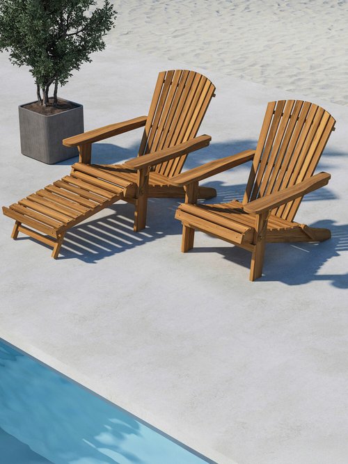 Chaise longue en bois avec accoudoirs NATURE VEN-9949-111 SI1