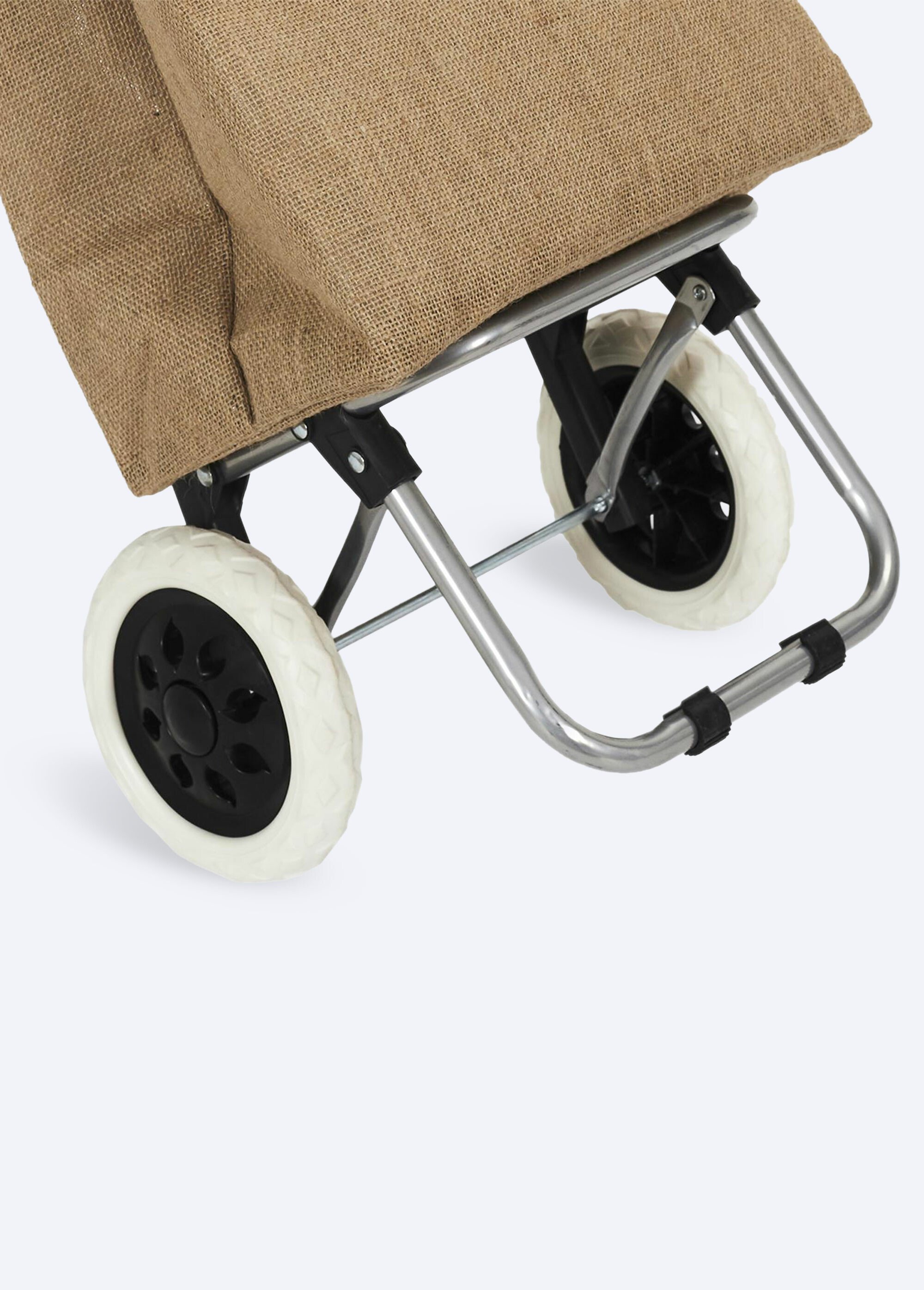 Chariot de shopping en jute, 2 roues Femme Beige CMP-SH0012 DE2