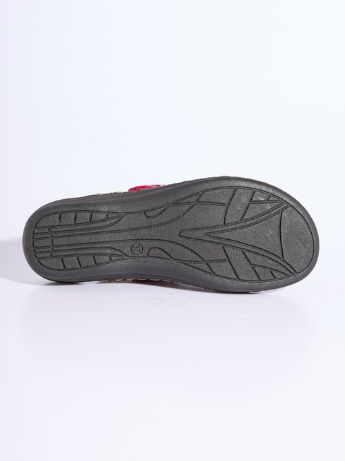 Chaussons mules brodés largeur confort Femme Beige OKALIA UN1