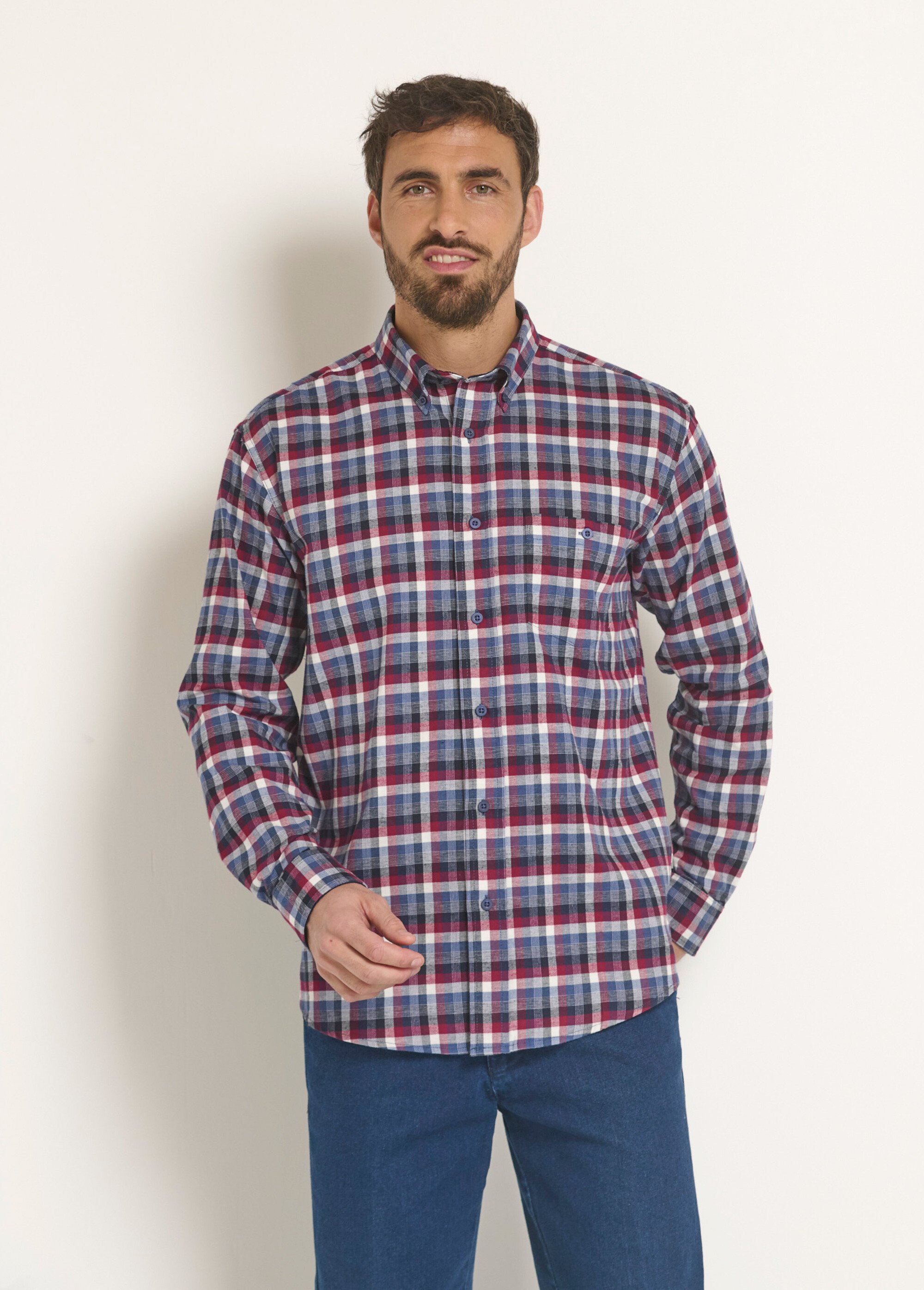 Chemise En Flanelle Magellan Outdoor – Indigo/Noir – Taille L – Manches Longues