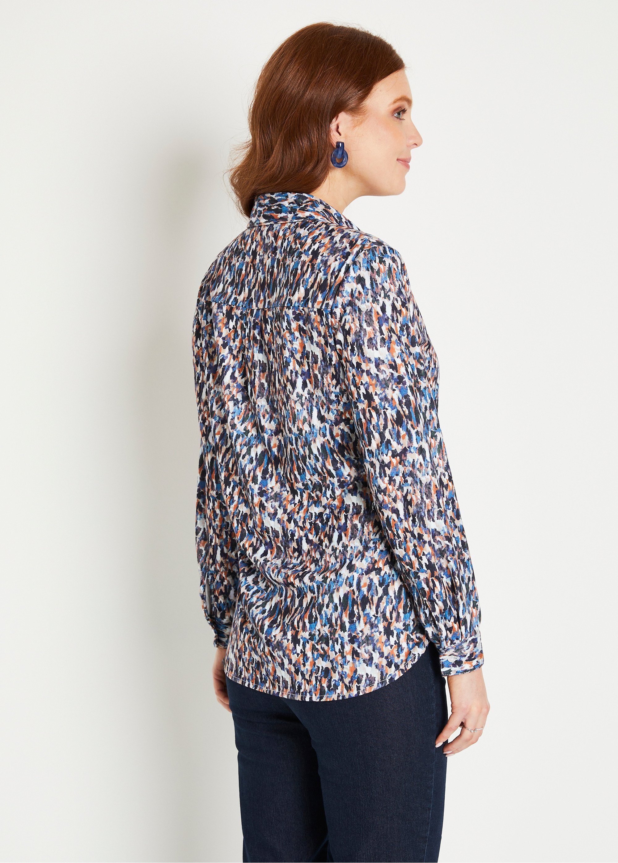 Chemise Boutonnée Femme Ann Taylor LOFT - Taille 10 - Bleu Moyen - Pour Le Travail - Coton - Occasion Très Bon État