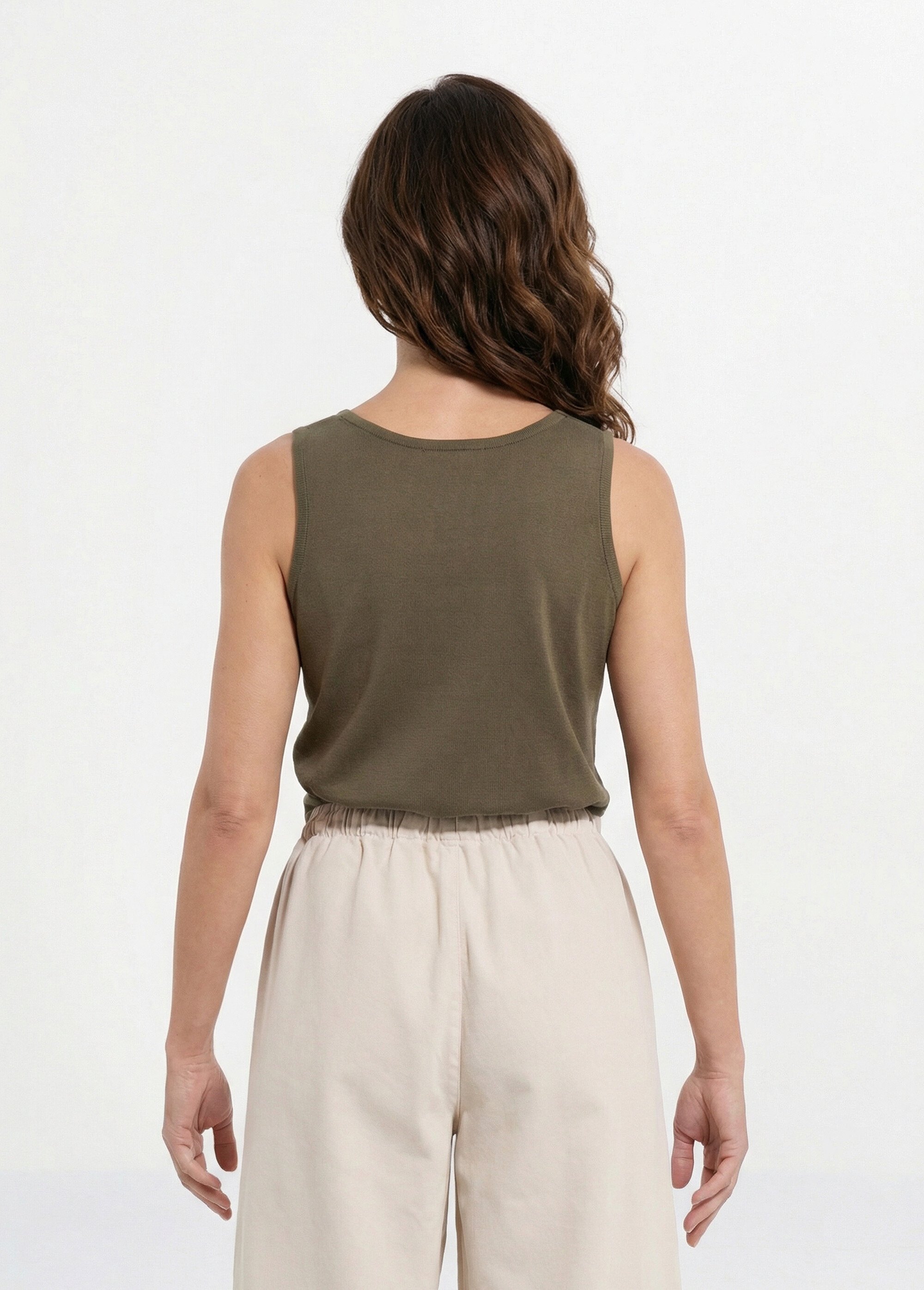 Débardeur maille côtelée unie Femme Vert CALYX DO1