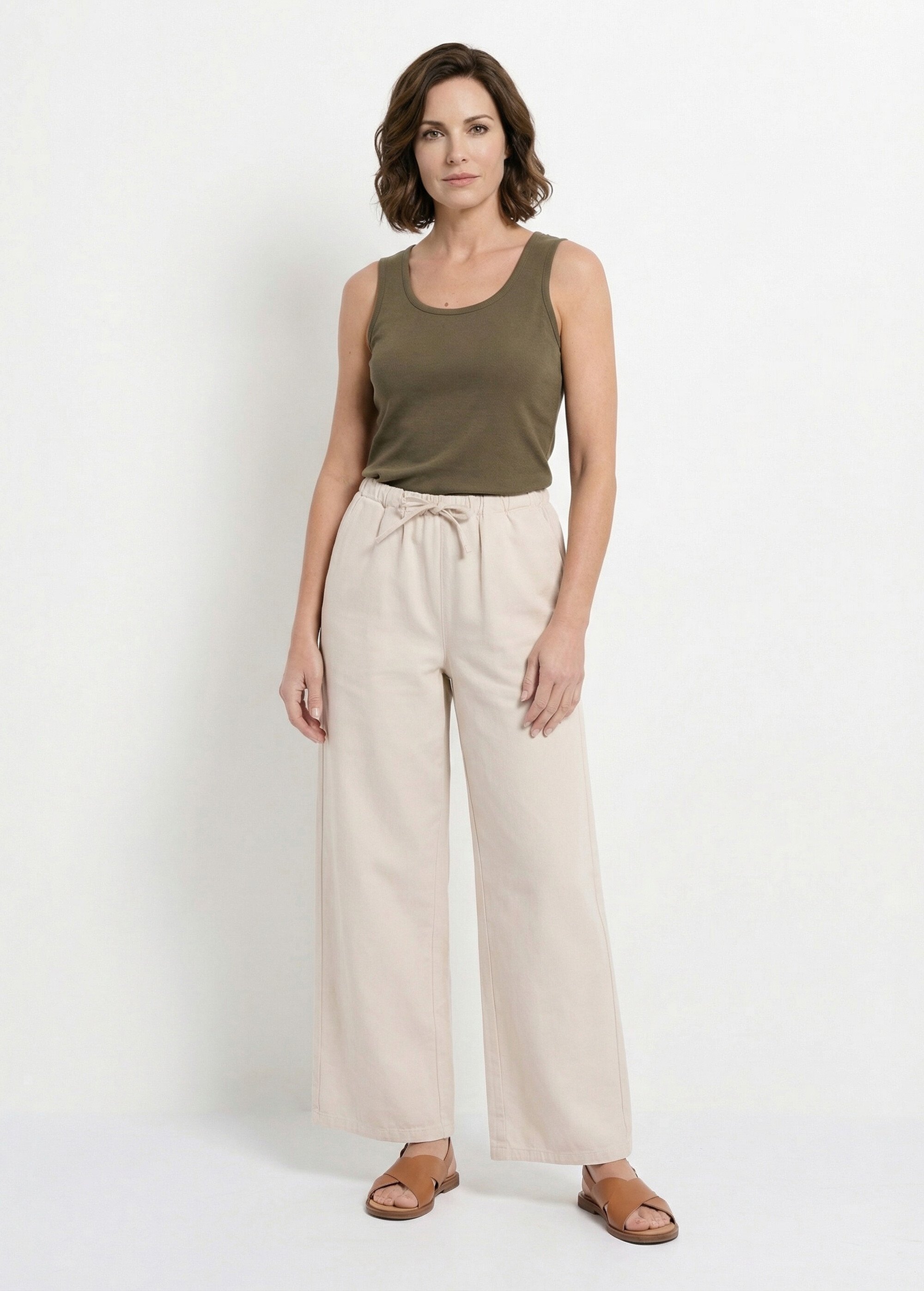Débardeur maille côtelée unie Femme Vert CALYX SF1