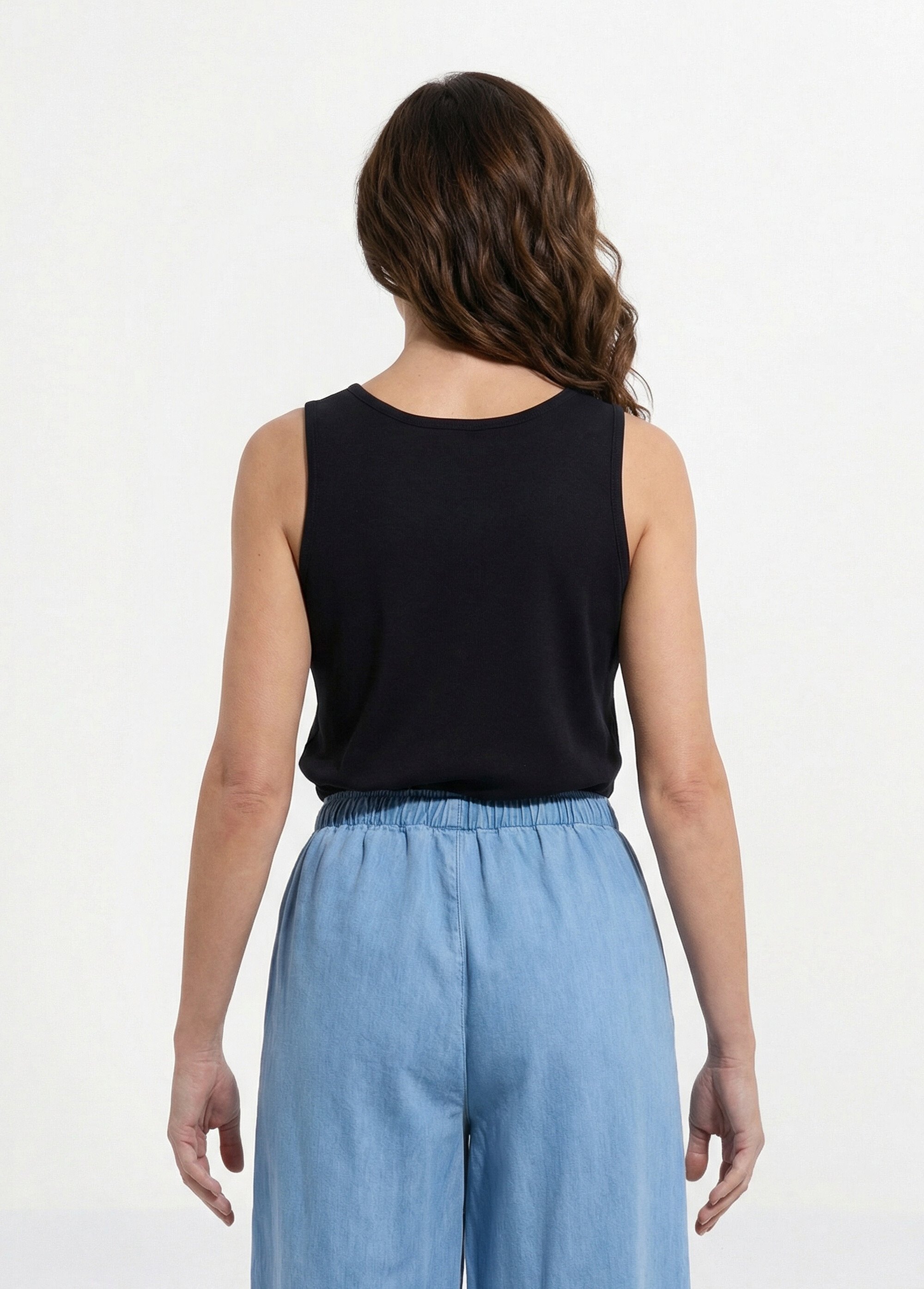 Débardeur maille côtelée unie Femme Noir CALYX DO1