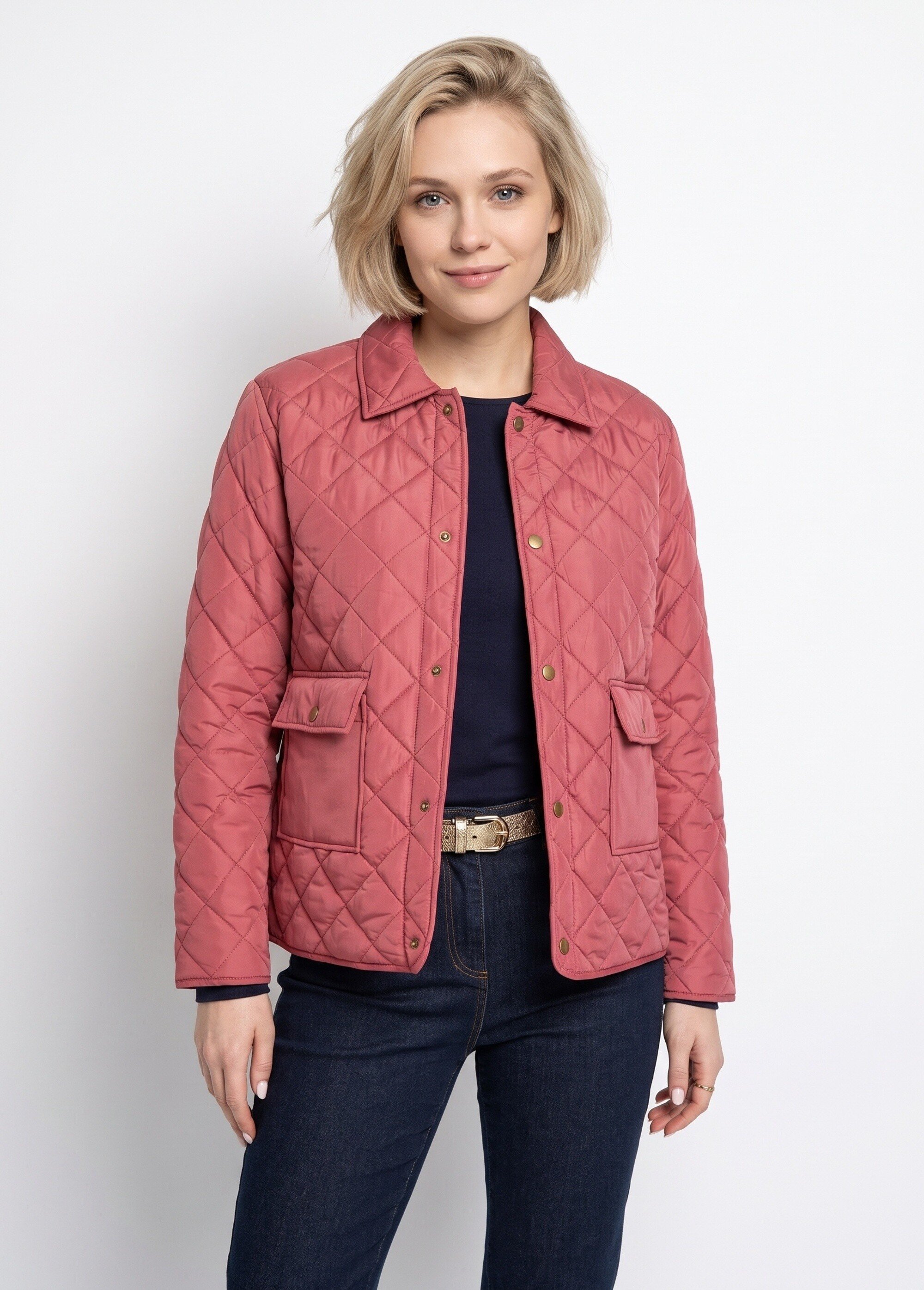 Doudoune légère matelassée pressionnée Femme Rose TROUVILLE FA1
