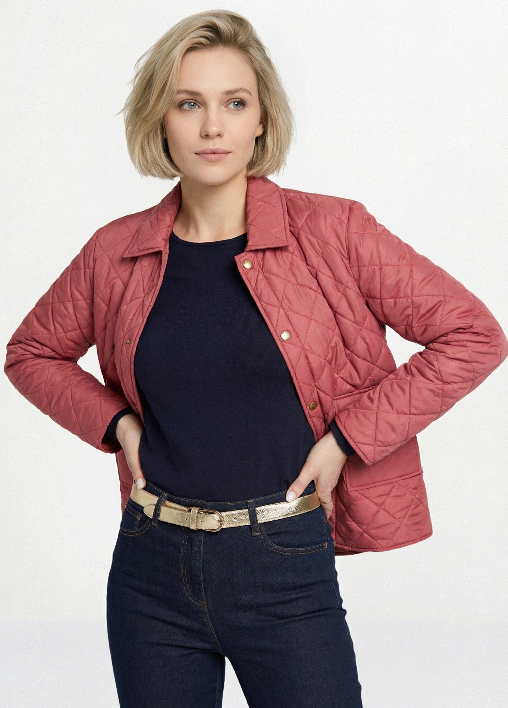 Doudoune légère matelassée pressionnée Femme Rose TROUVILLE MV1