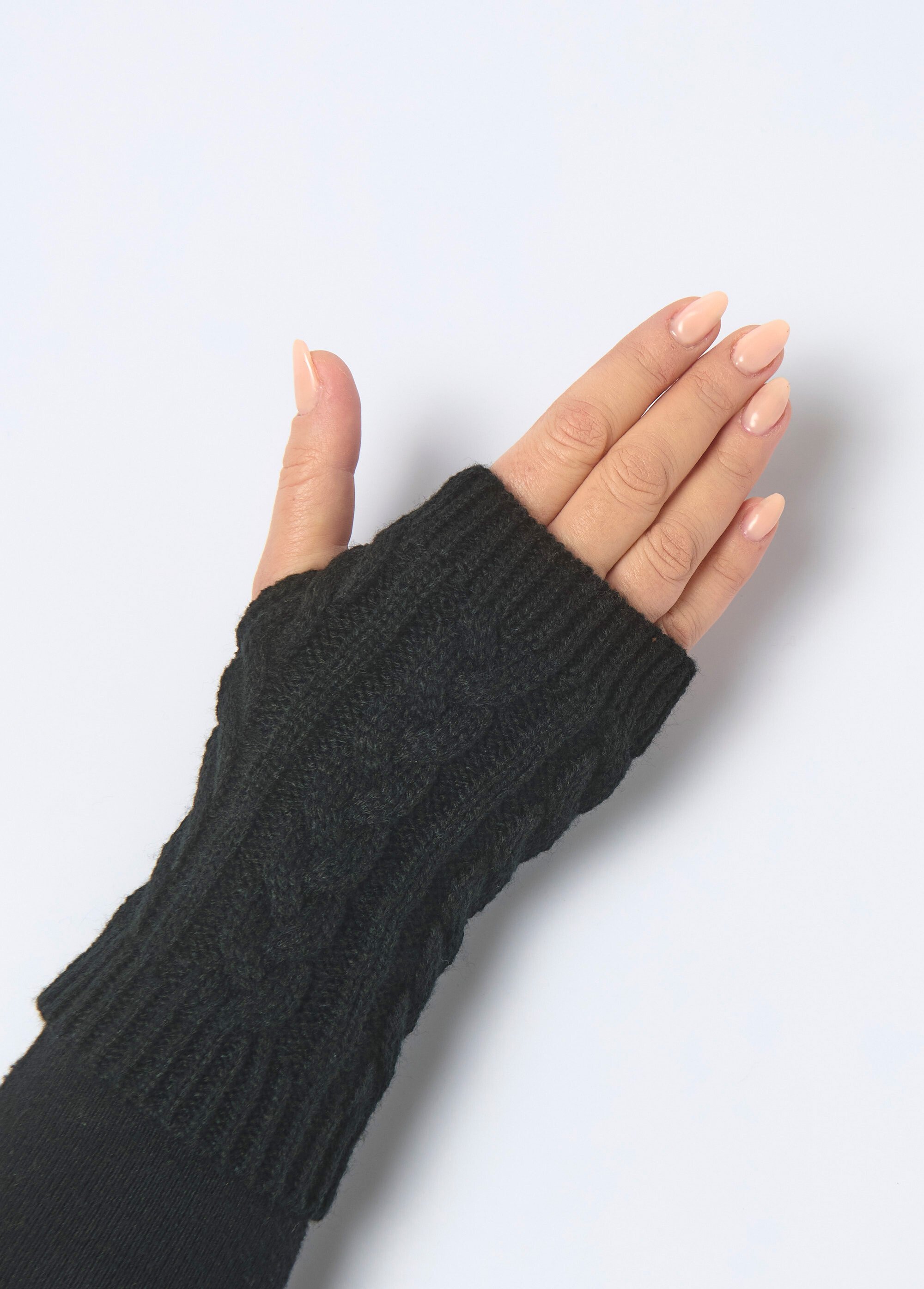 Mitaines maille irlandaise Femme Noir BEN16860106 FA1