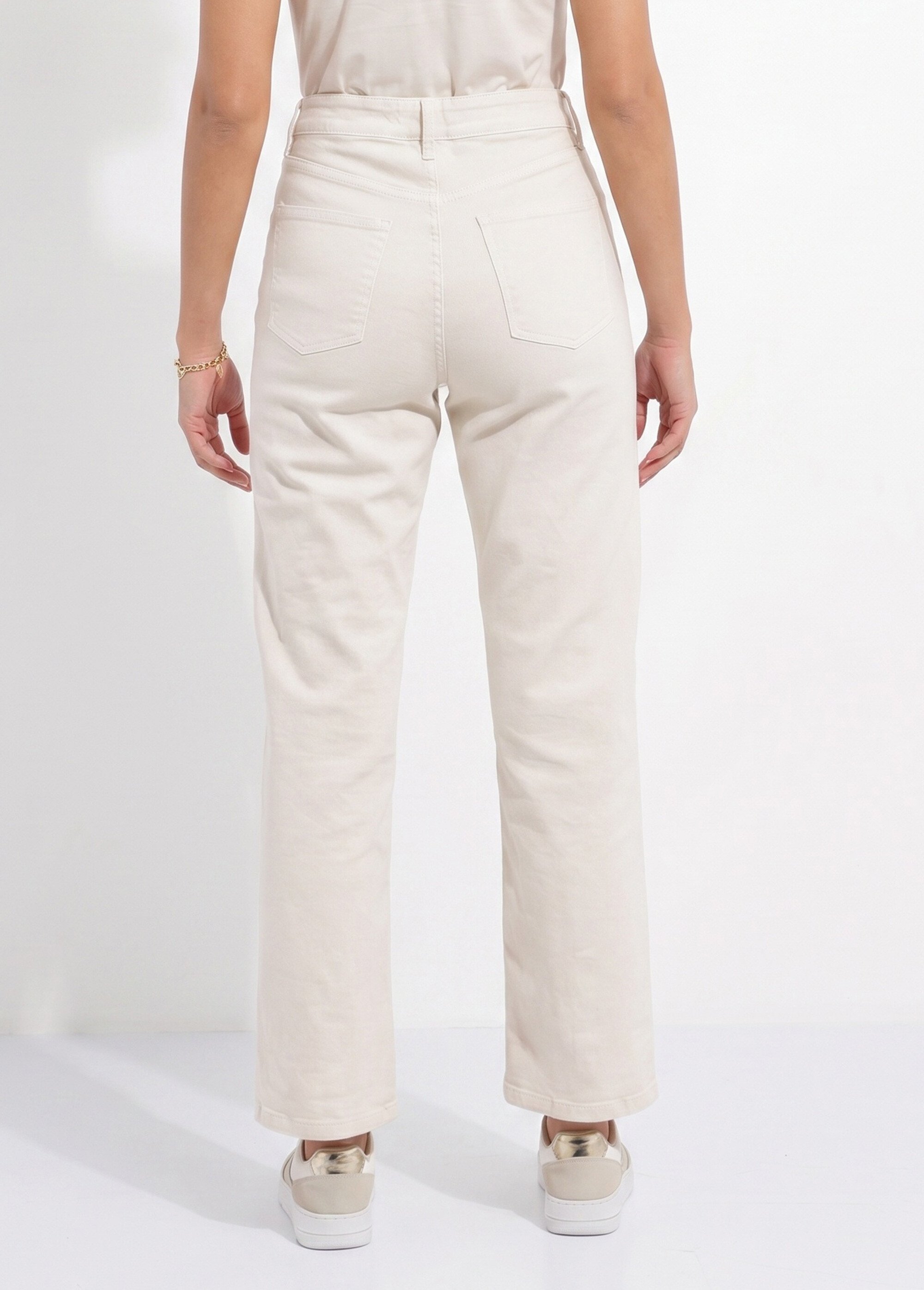 Jean couleur 5 poches droit taille haute Femme Beige NAMORE DO1