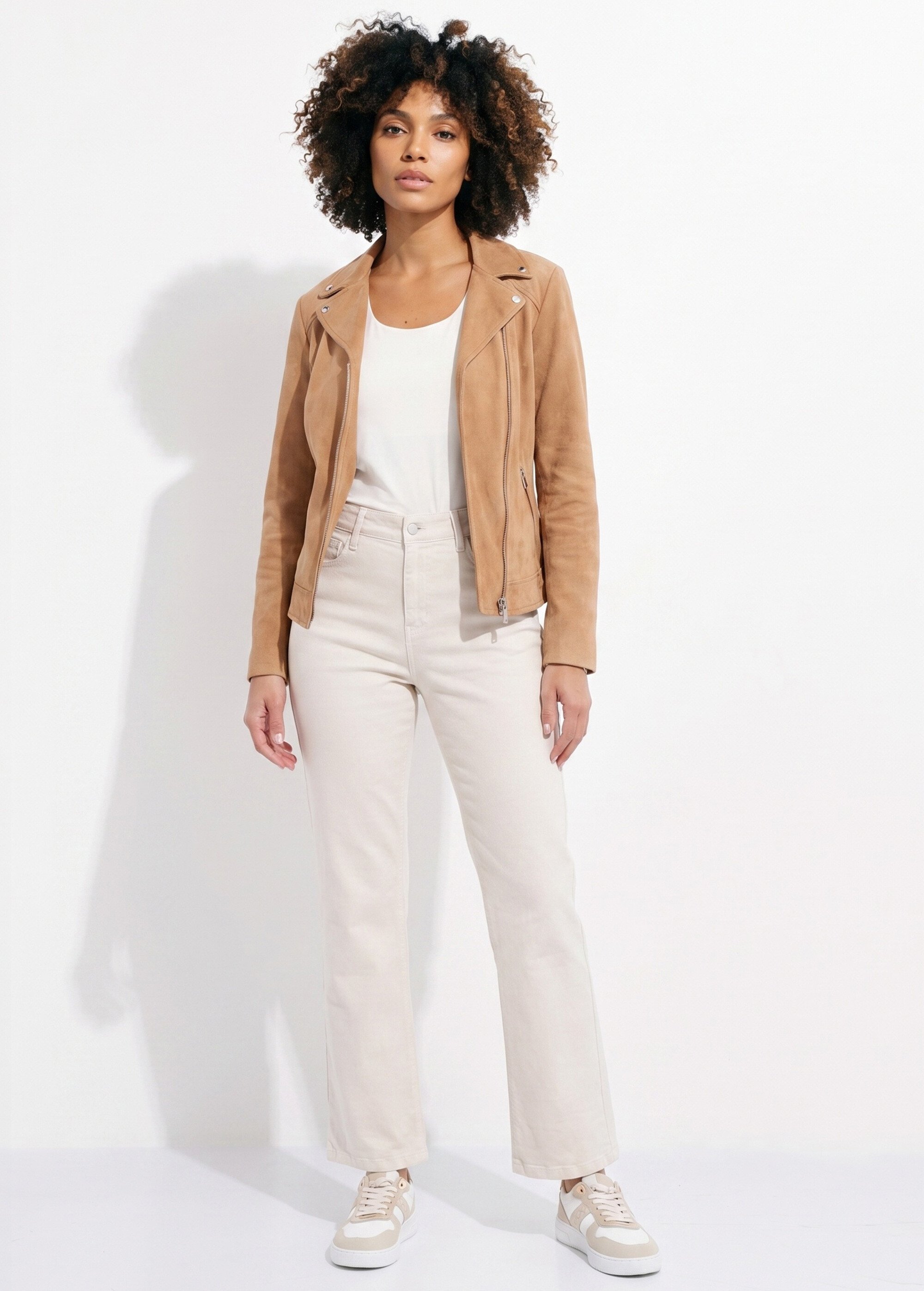 Jean couleur 5 poches droit taille haute Femme Beige NAMORE SI1