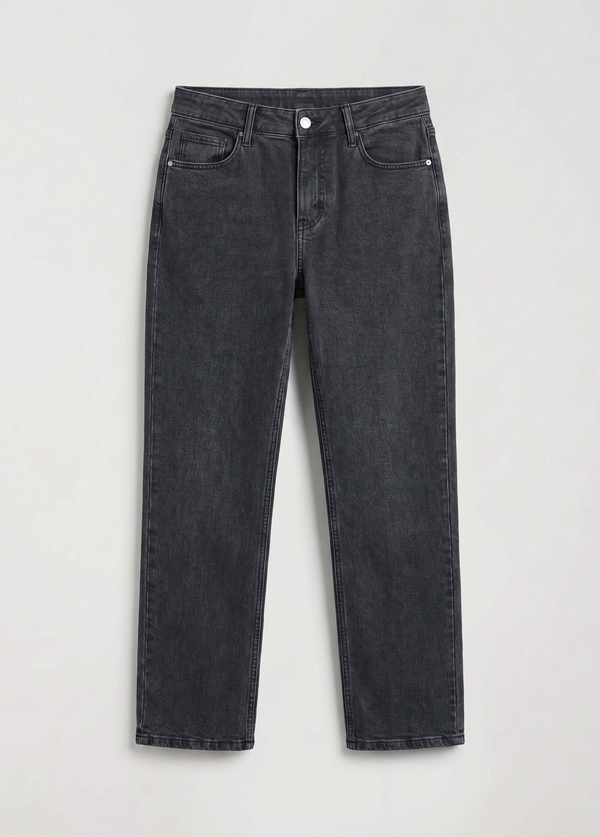 Jean couleur 5 poches droit taille haute Femme NOIR DELAVE NAMORE AP1