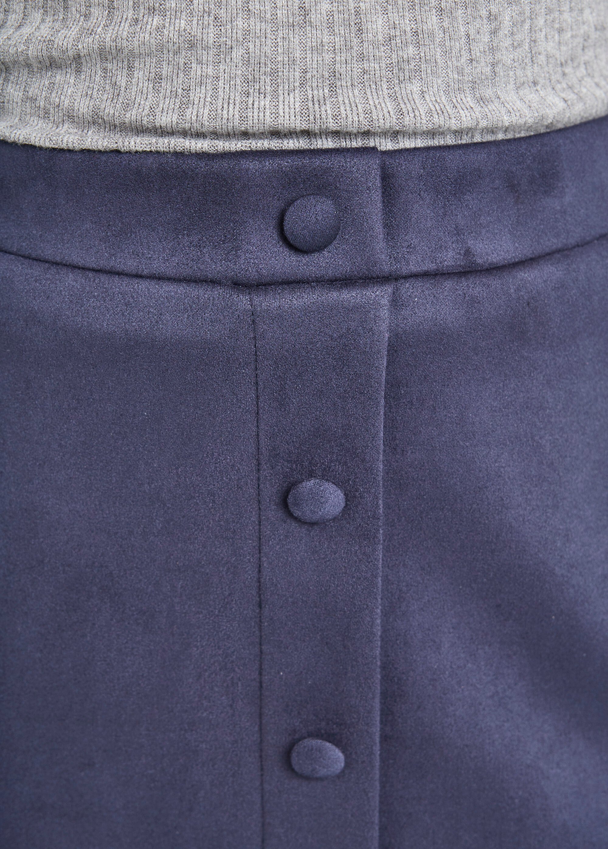 Jupe droite courte tissu suédé effet boutonné Femme Bleu LUCIE DE1