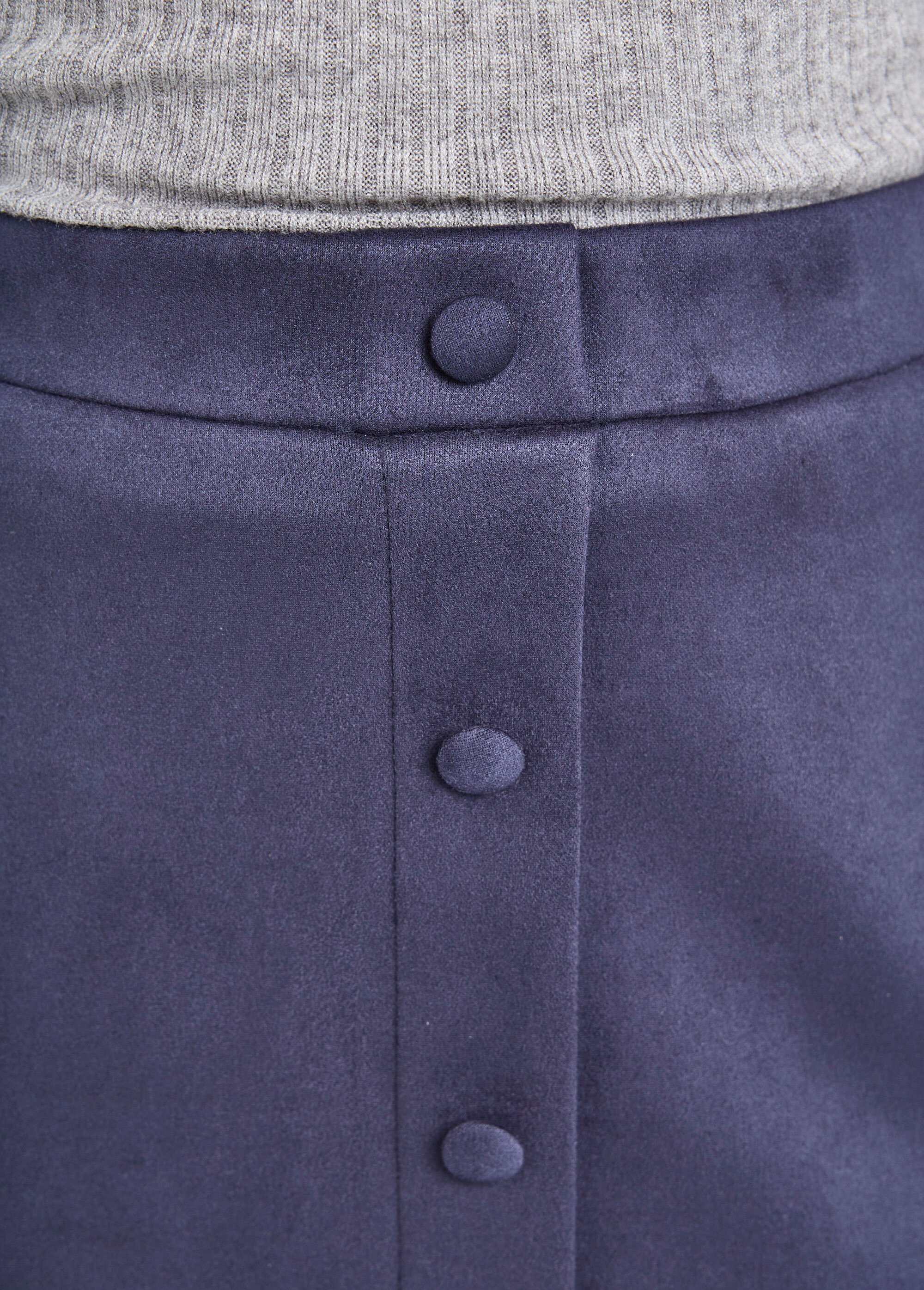 Jupe droite courte tissu suédé effet boutonné Femme Bleu LUCIE DE1